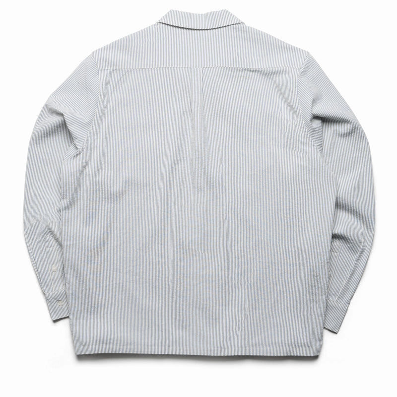 Malbon Golf Saint Tropez Seersucker L/S Shirt - Blue Earthy Hue