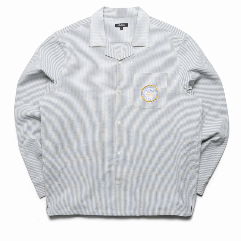 Malbon Golf Saint Tropez Seersucker L/S Shirt - Blue Hooded Option