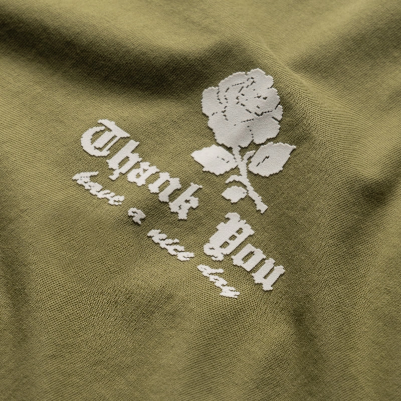 Market Thank You Needlepoint Tee - Sea Kelp nighttime venue