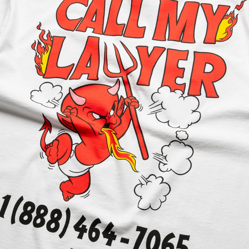 Market x Hot Stuff Call My Lawyer Tee - White Pockets ballroom venue