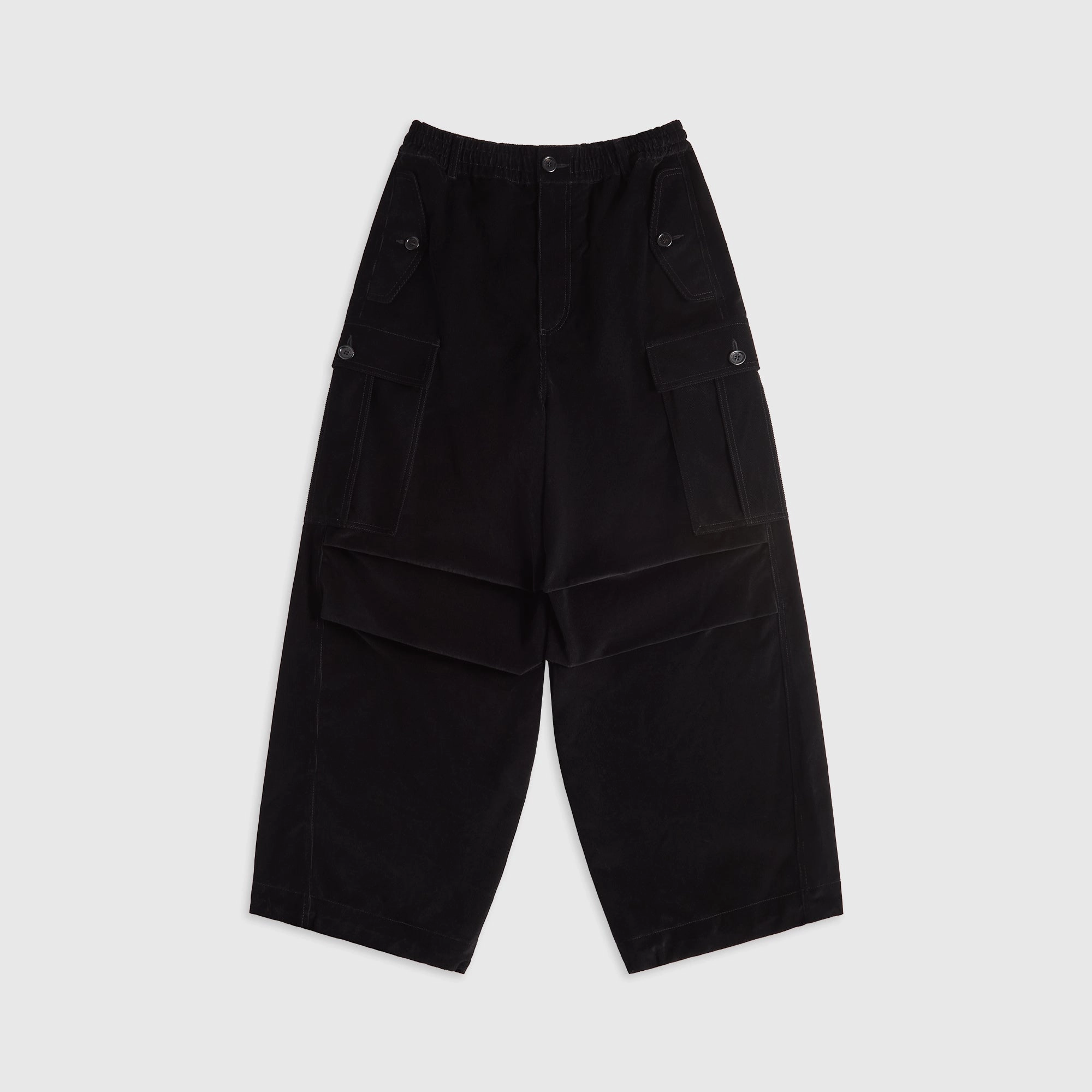 StretchMaterial Marni Corduroy Drawstring Cargo Workwear Gabardine Pants - Black