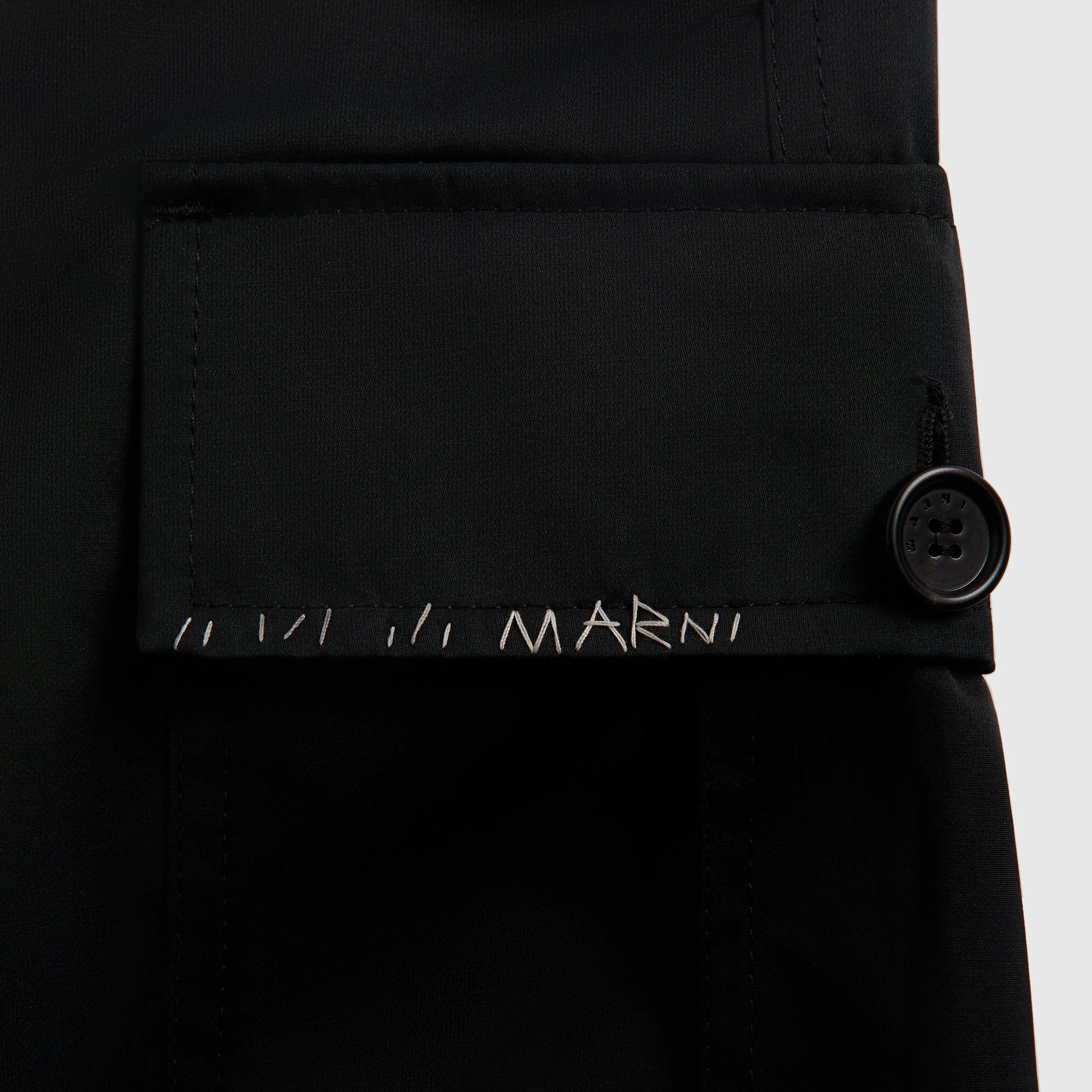 Marni Taffeta Drawstring Cargo Workwear Gabardine Pant - Black Slim Look Fit