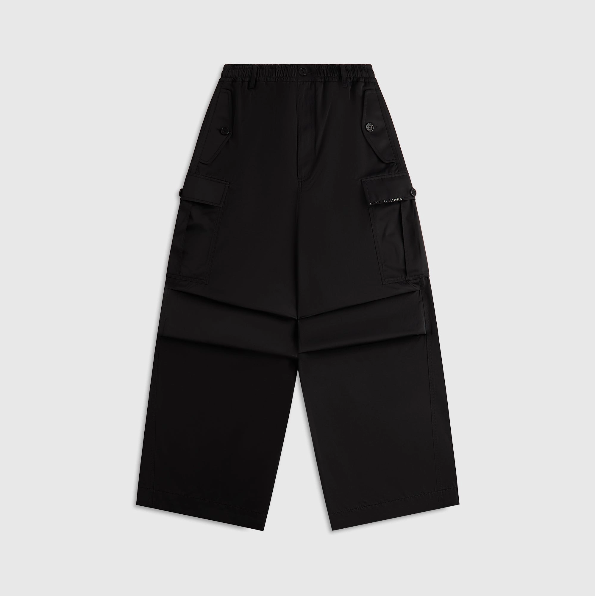 Casual Comfort Performance Layer Marni Taffeta Drawstring Cargo Workwear Gabardine Pant - Black