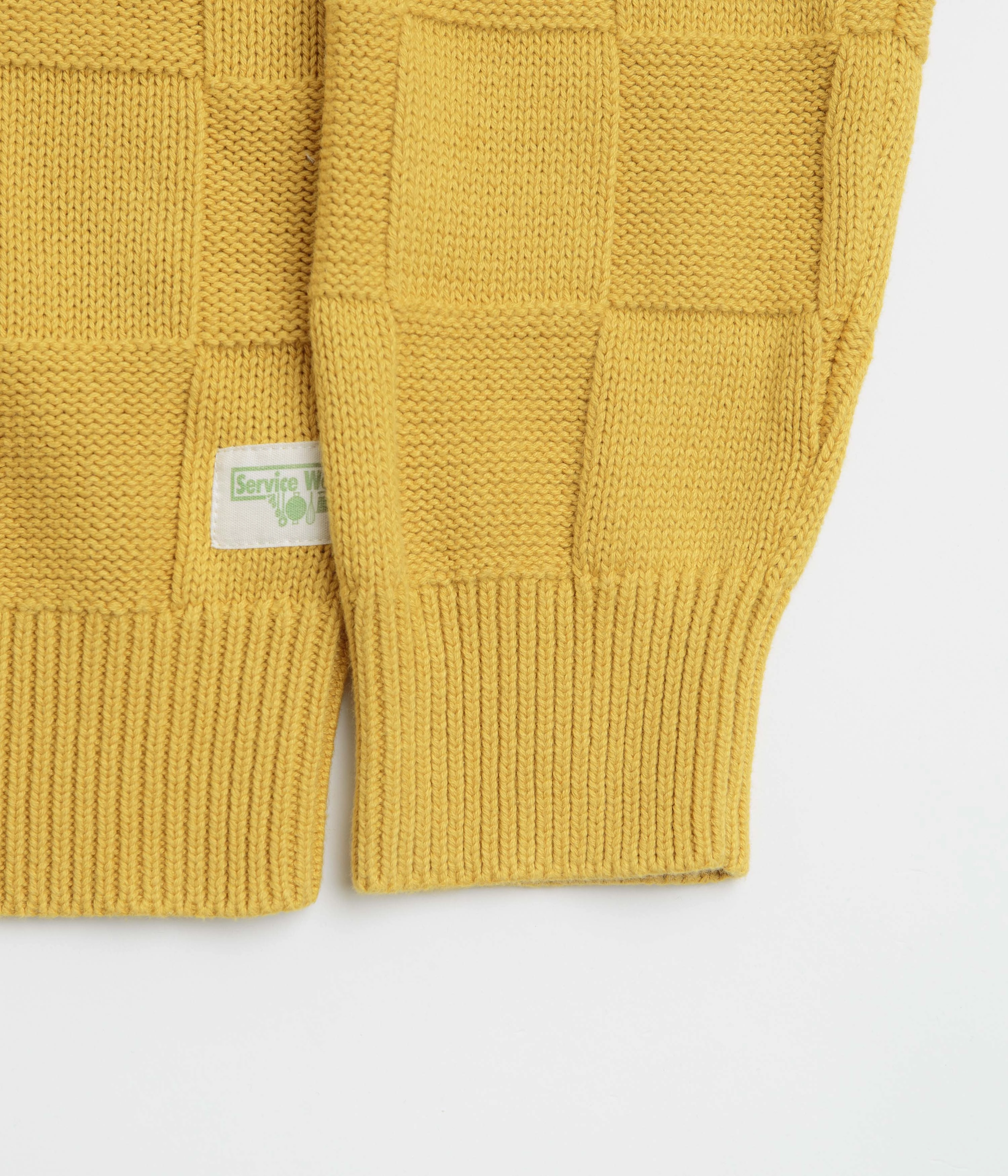 Service Works Check Knit Crewneck Sweatshirt - Ochre Quality control