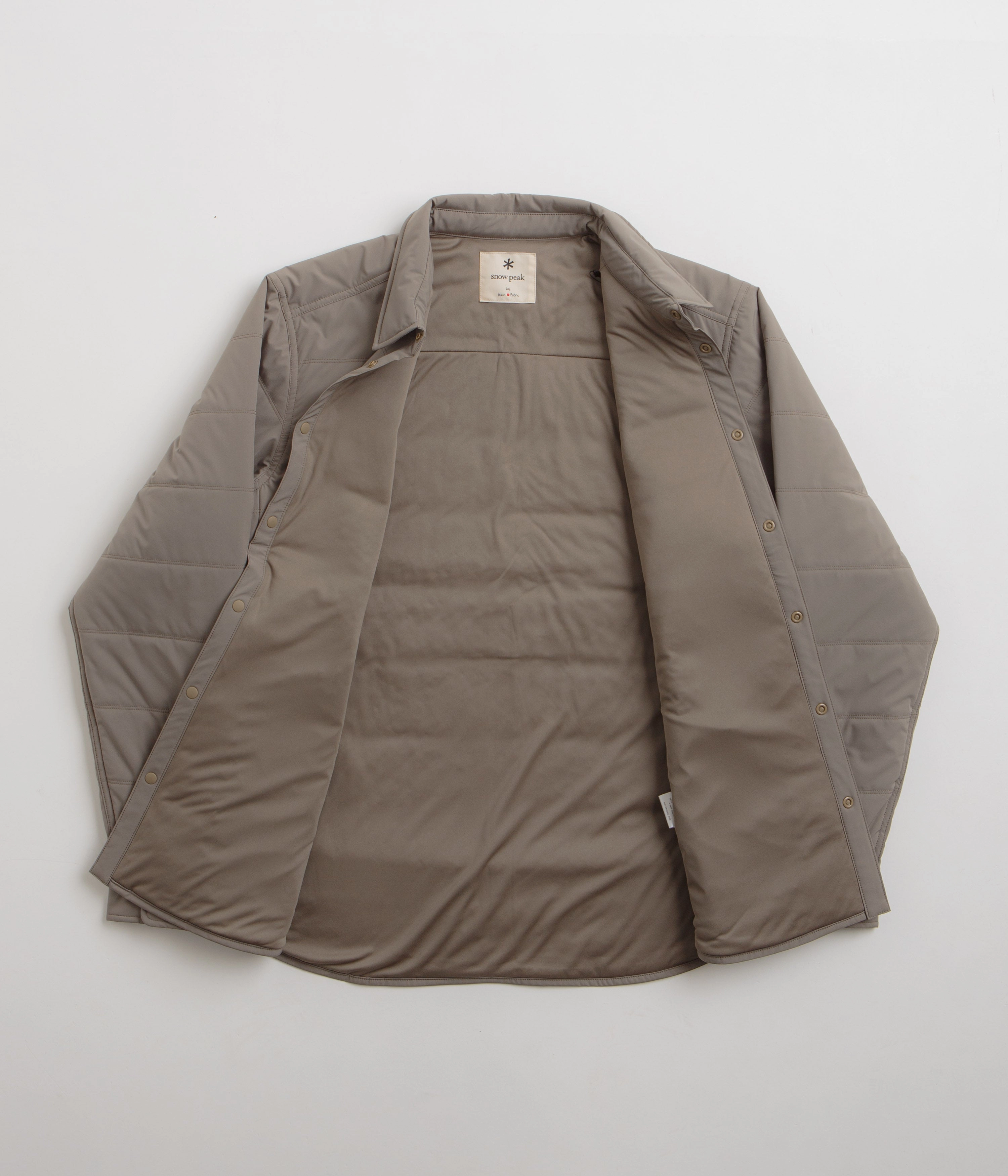 Snow Peak Flexible Insulated Shirt - Khaki Embroidered Logo Structured Collar