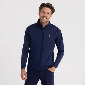 platform Solid-color Merge Hybrid Jacket Navy