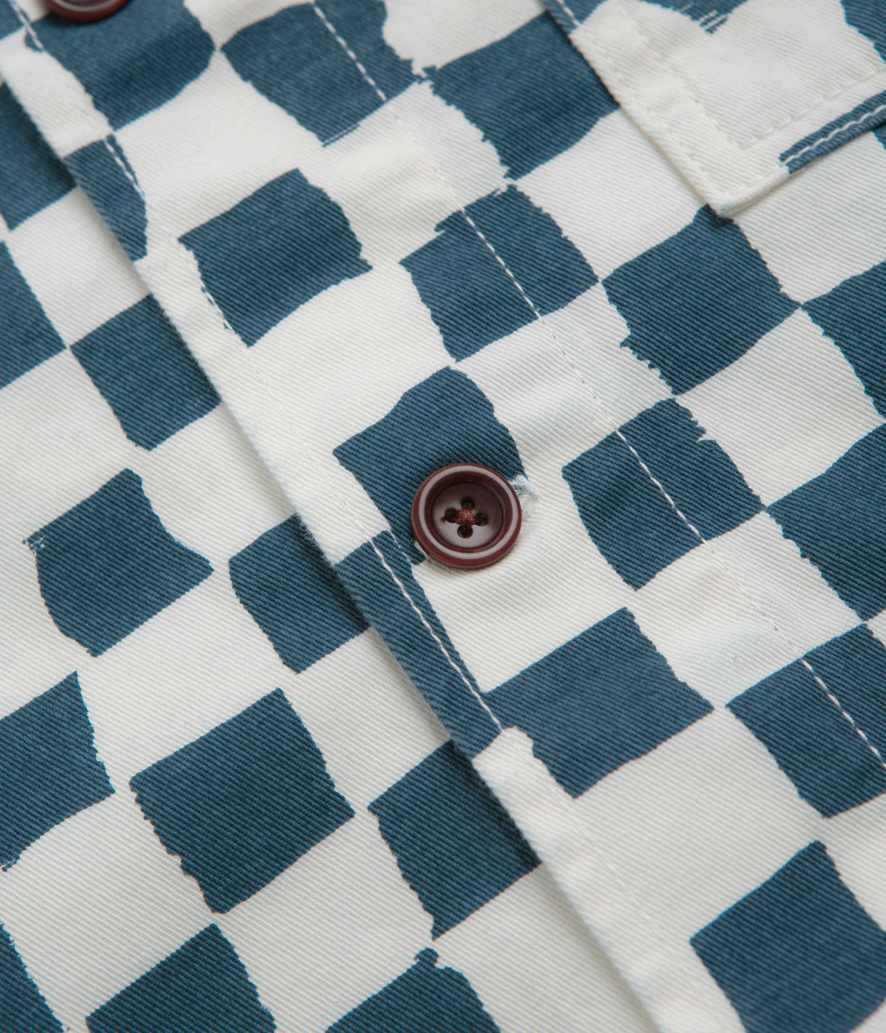 countryside Cool Weather Layer Service Works Drill Printed FOH Jacket - Teal Checker