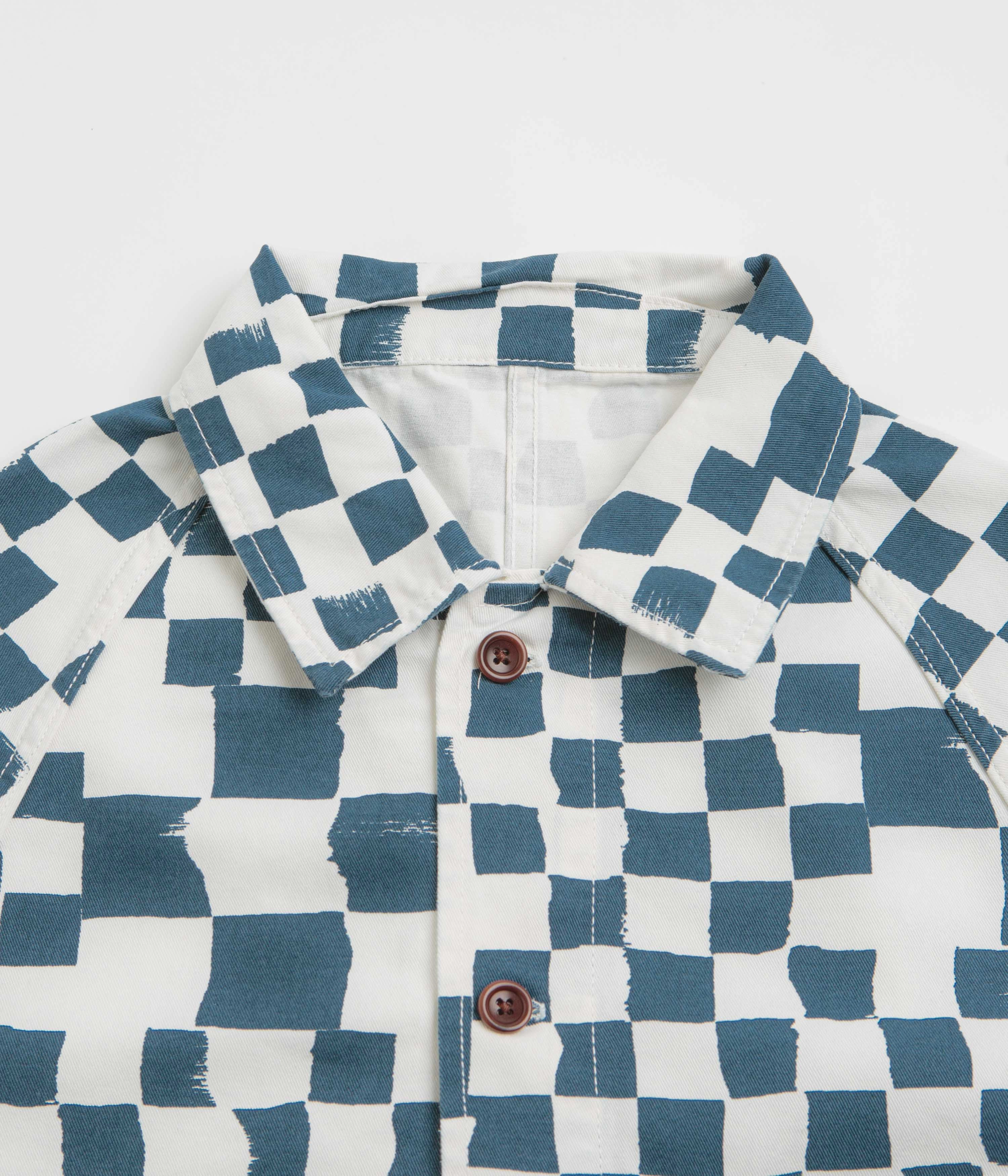 thrift - store find Service Works Drill Printed FOH Jacket - Teal Checker