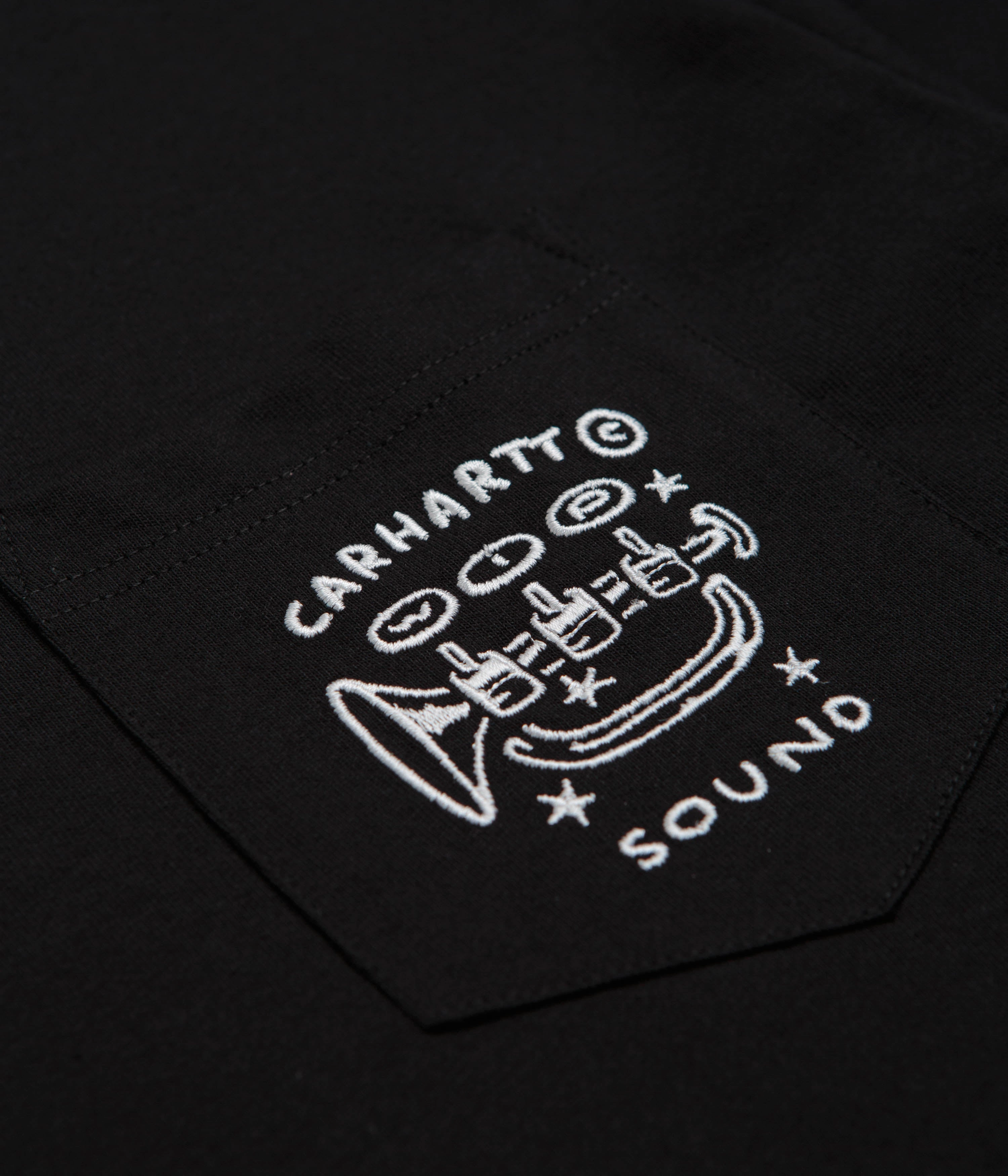 Carhartt Fragments Pocket T-Shirt - Black / White V-Neck