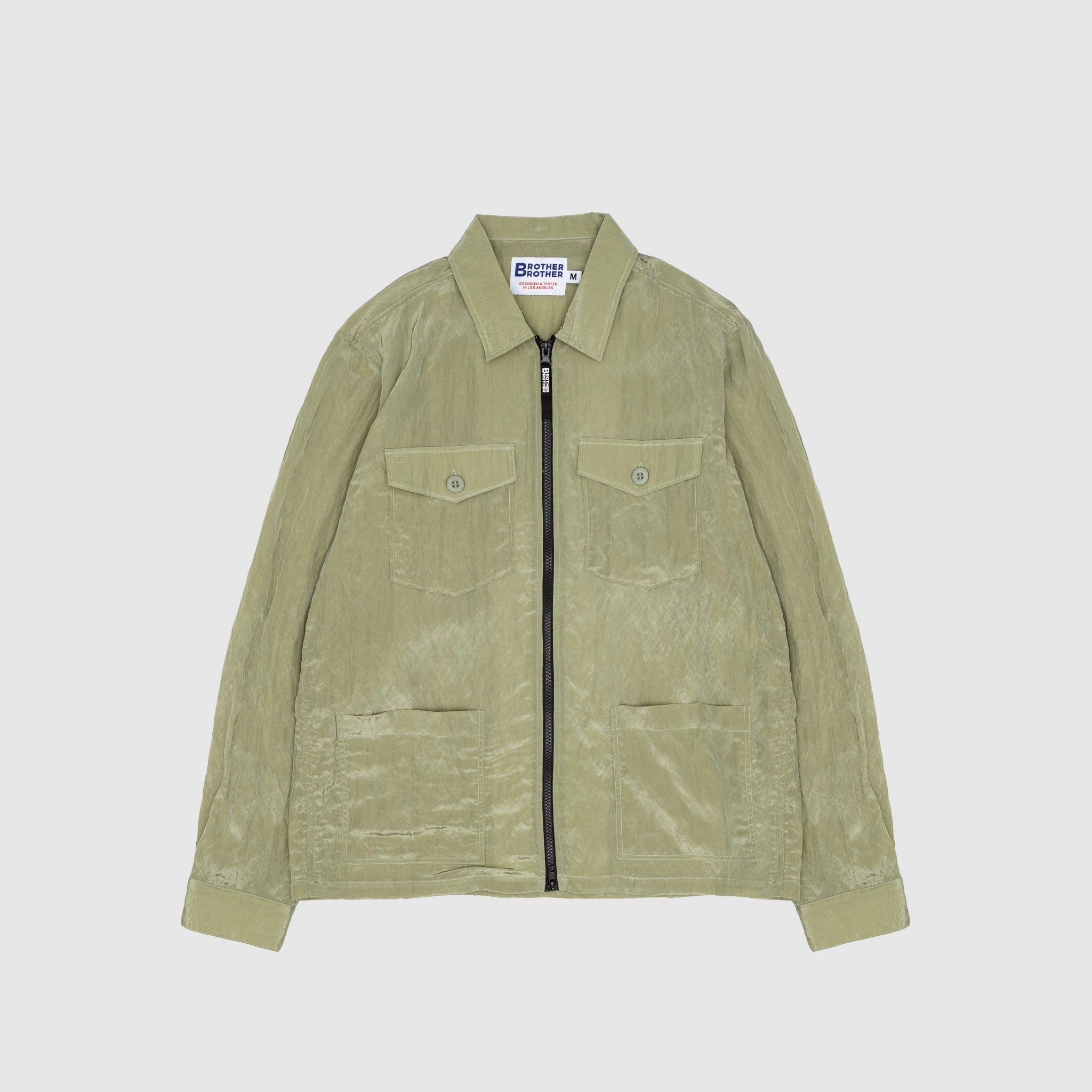 Layered Design Mix-And-Match METALLIC NYLON 4 POCKET ZIP SHIRT