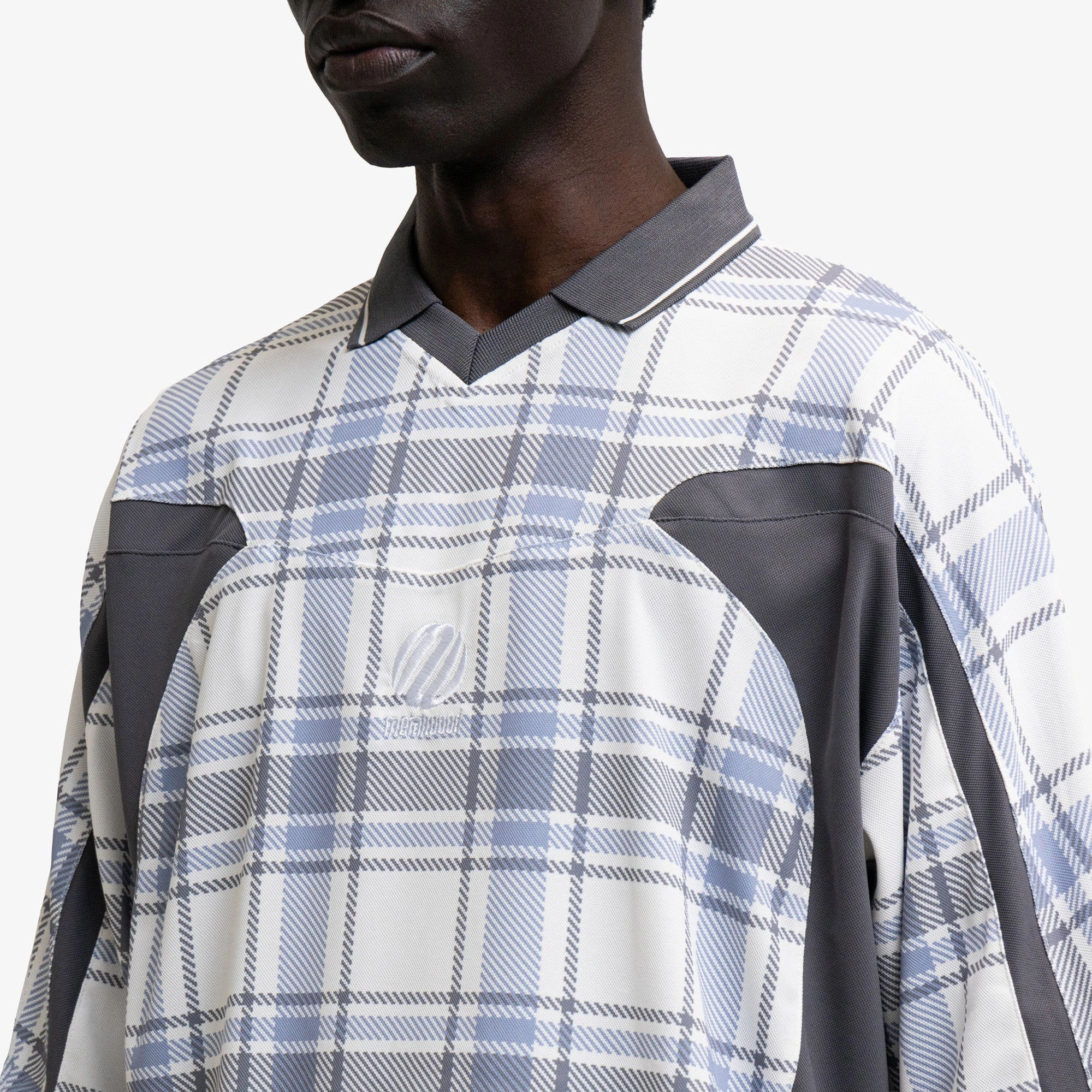 No Bulk Layering System Metalwood Paneled 3/4 Sleeve Polo / Ice