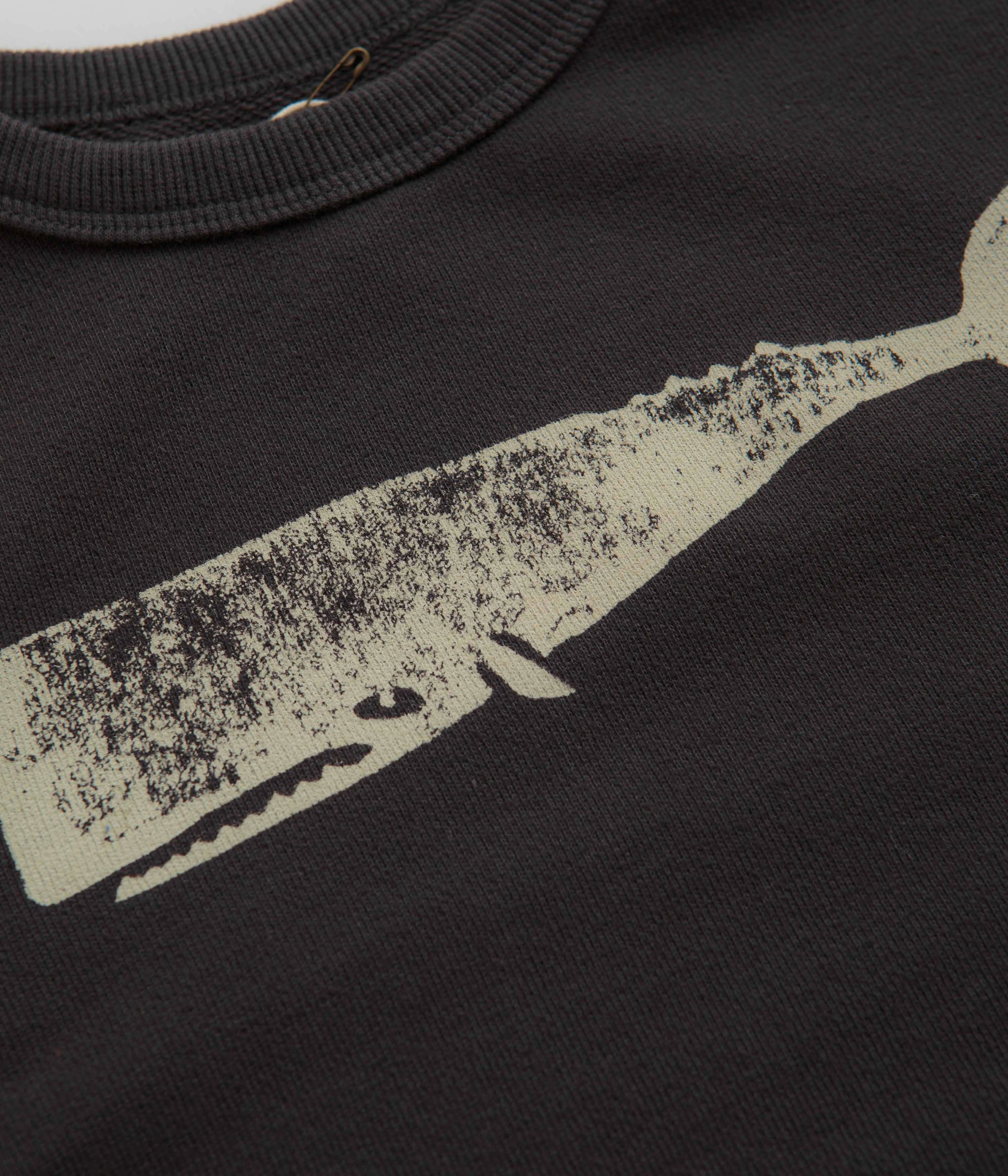 low end Zippered Pocket Mollusk Kids Whale Crewneck Sweatshirt - Faded Navy