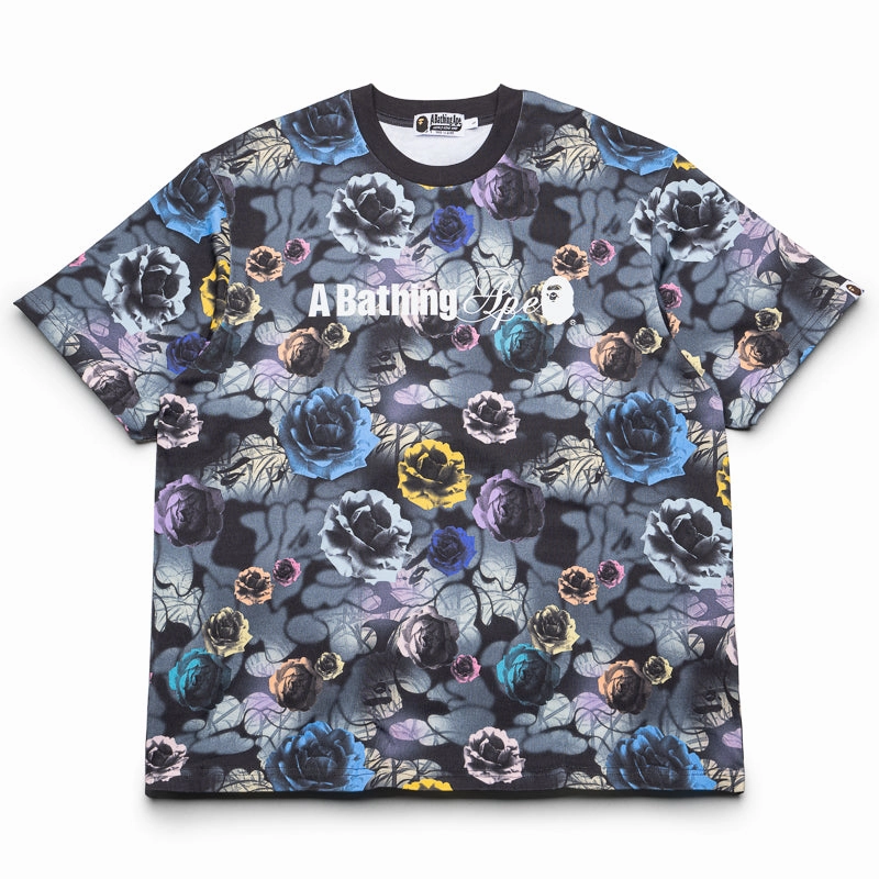 neon colors A Bathing Ape Floral Camo Logo Tee - Black