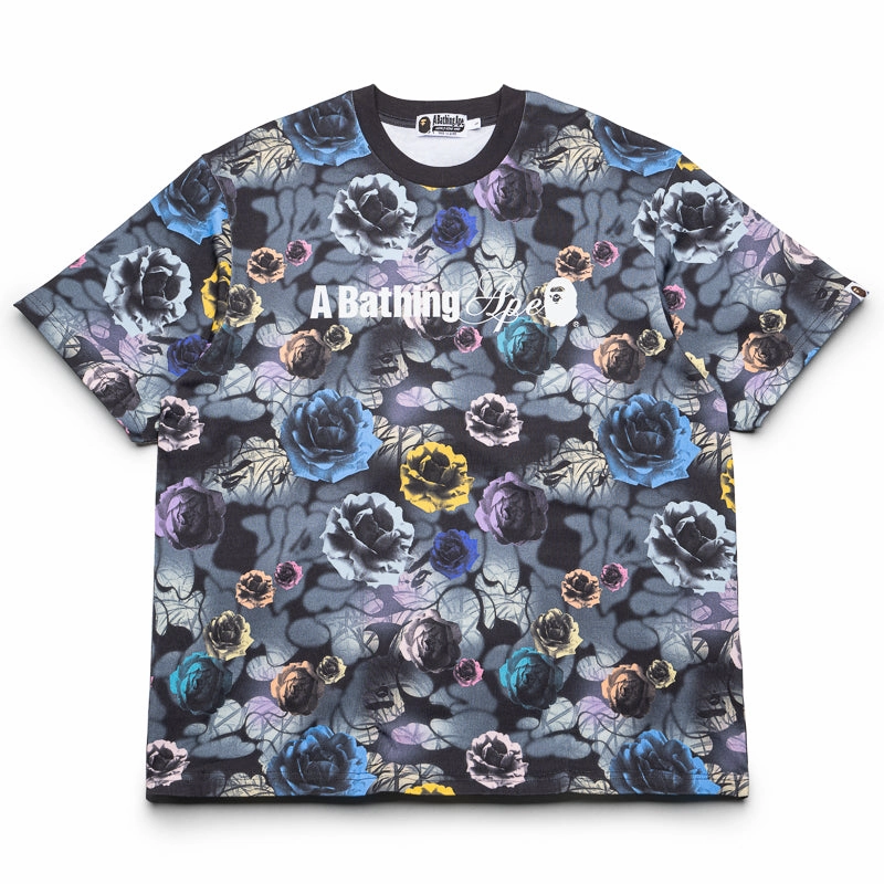 Interview A Bathing Ape Floral Camo Logo Tee - Black