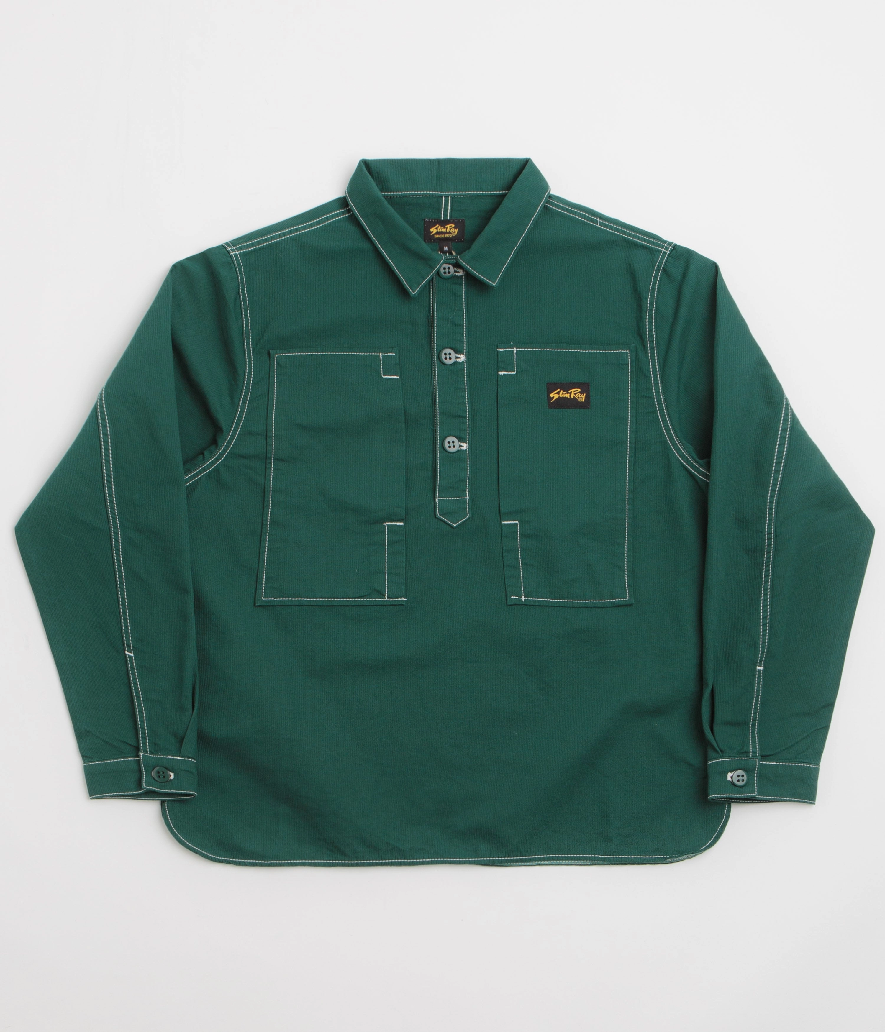 Gym Wear Hiking Gear Stan Ray Painters Pop Over Shirt - Botanical Green Bedford