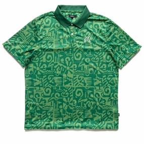 Sustainable Dye Process Athletic Look Malbon Golf Mezzo Performance Pique Printed Polo - Kelly Green