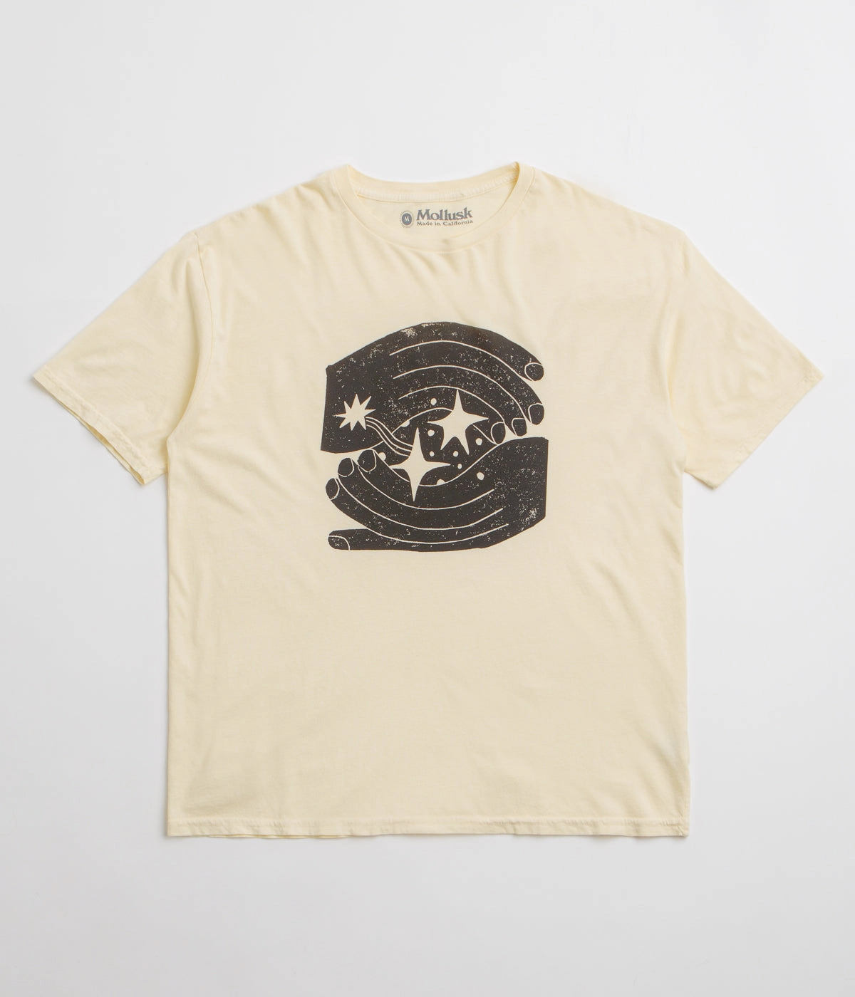 Zip Closure pleats Mollusk Space Hands T-Shirt - Super Natural