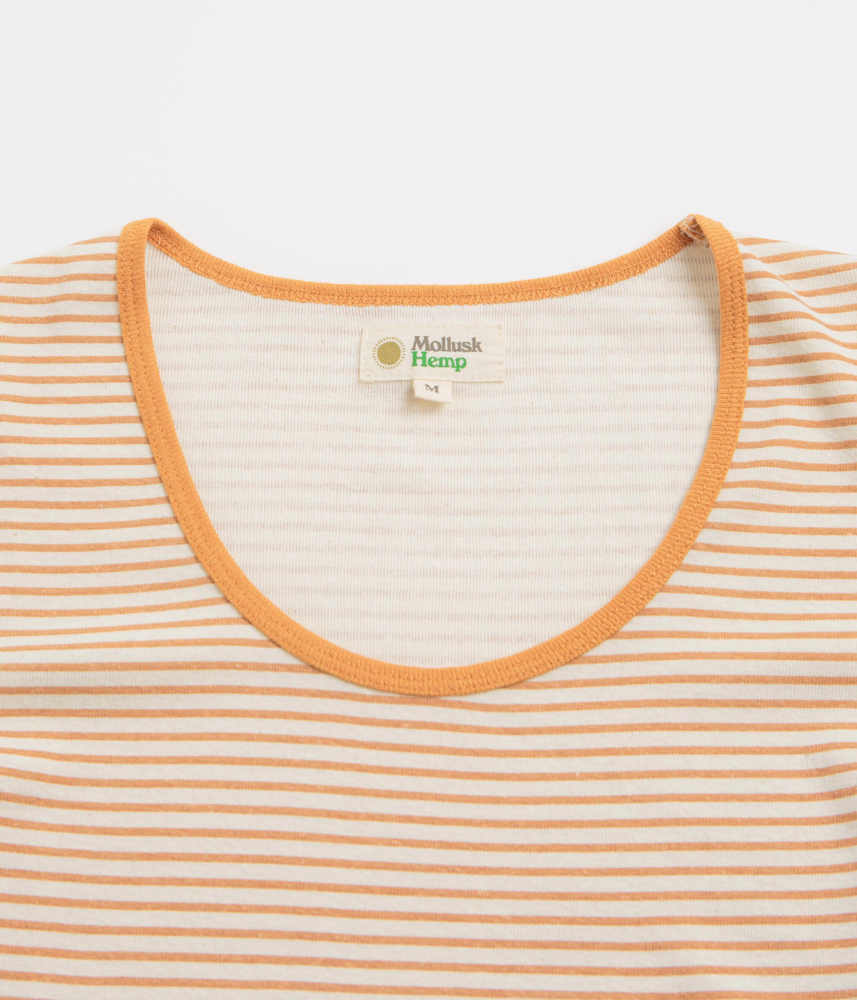 Mollusk Womens Scoop Ribsy T-Shirt - Orange Stripe Prom look loose silhouette