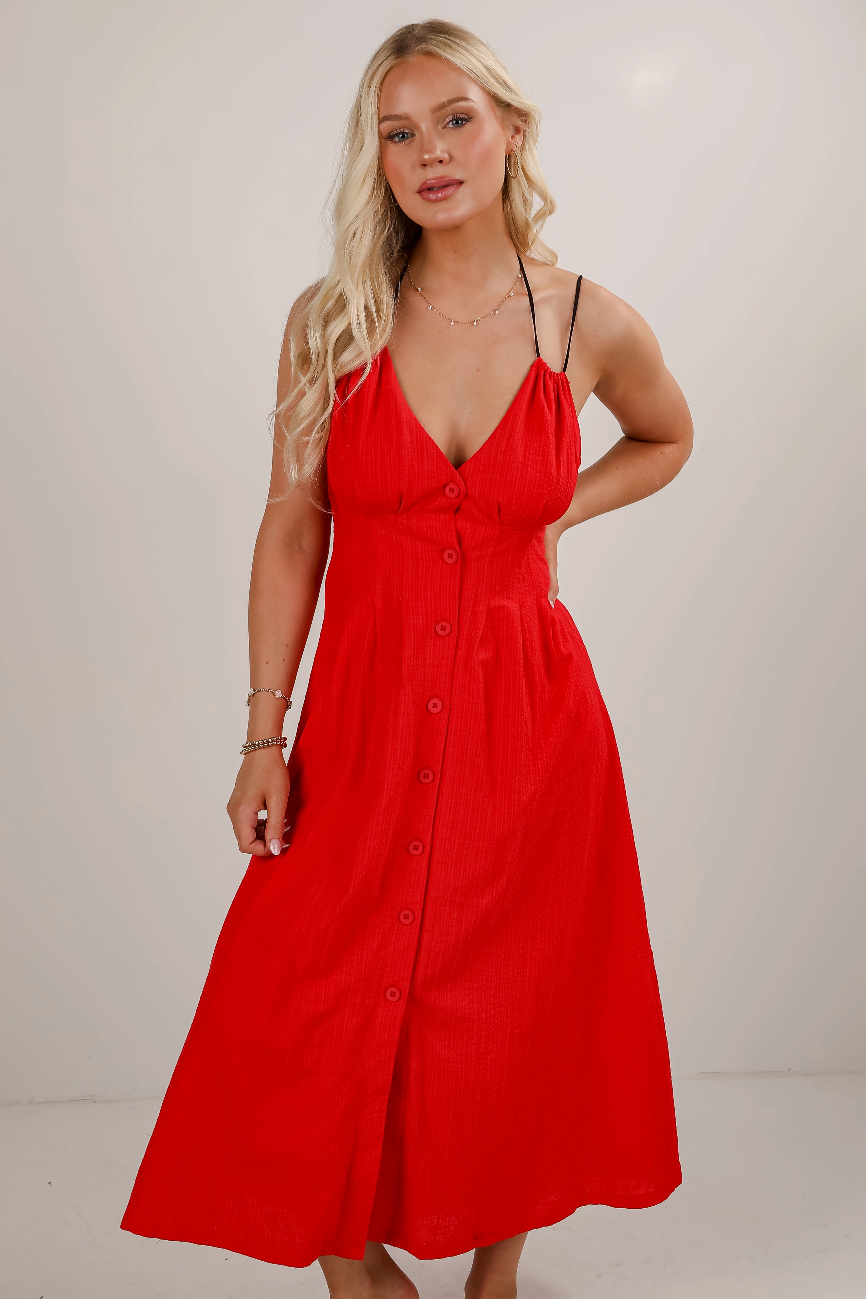 Clean Edge Comfortable texture FINAL SALE - Right On Time Red Midi Dress