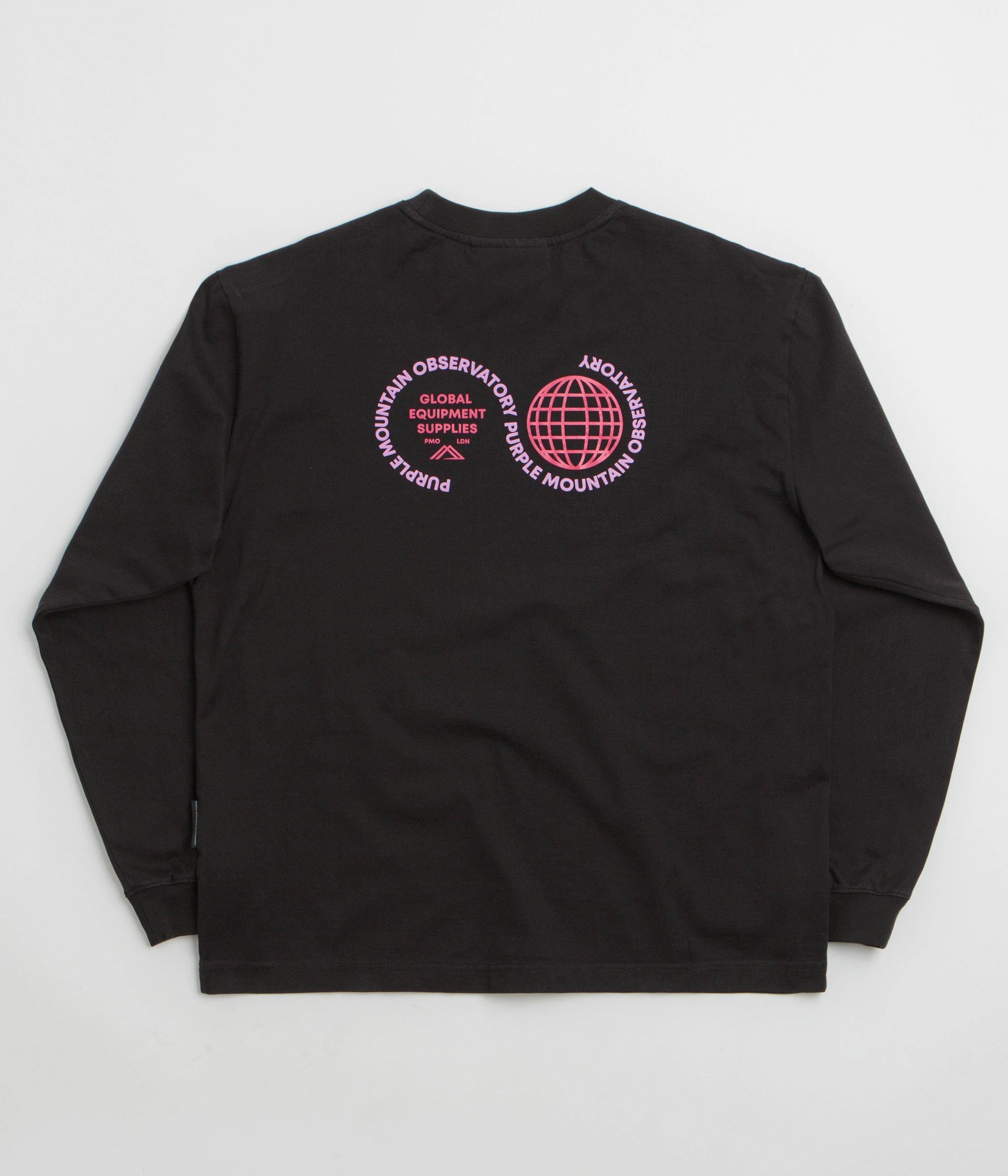 Purple Mountain Observatory Globe Long Sleeve T-Shirt - Black boat venue
