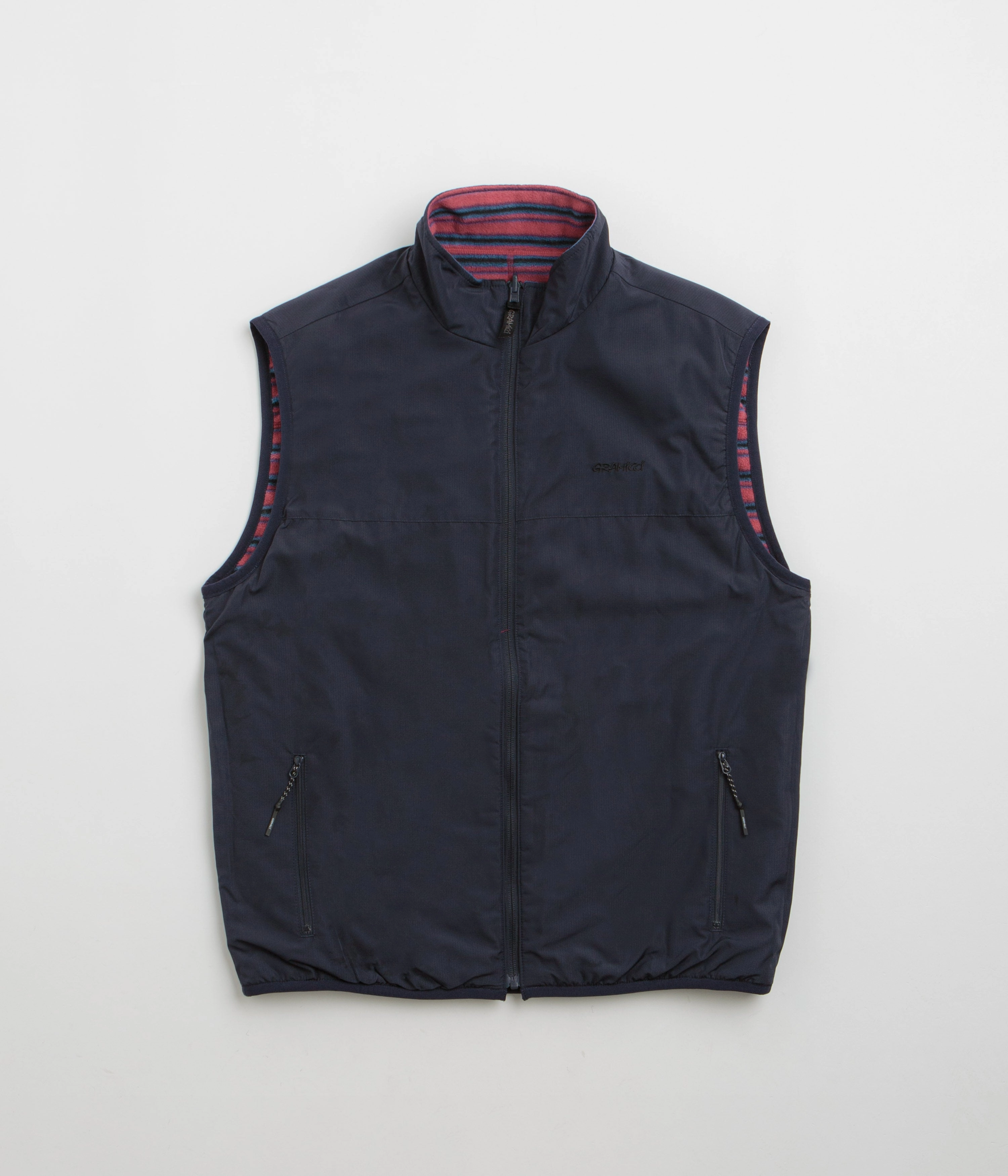 Gramicci Thermal Fleece Reversible Vest - Berry Stripe Bright Tones