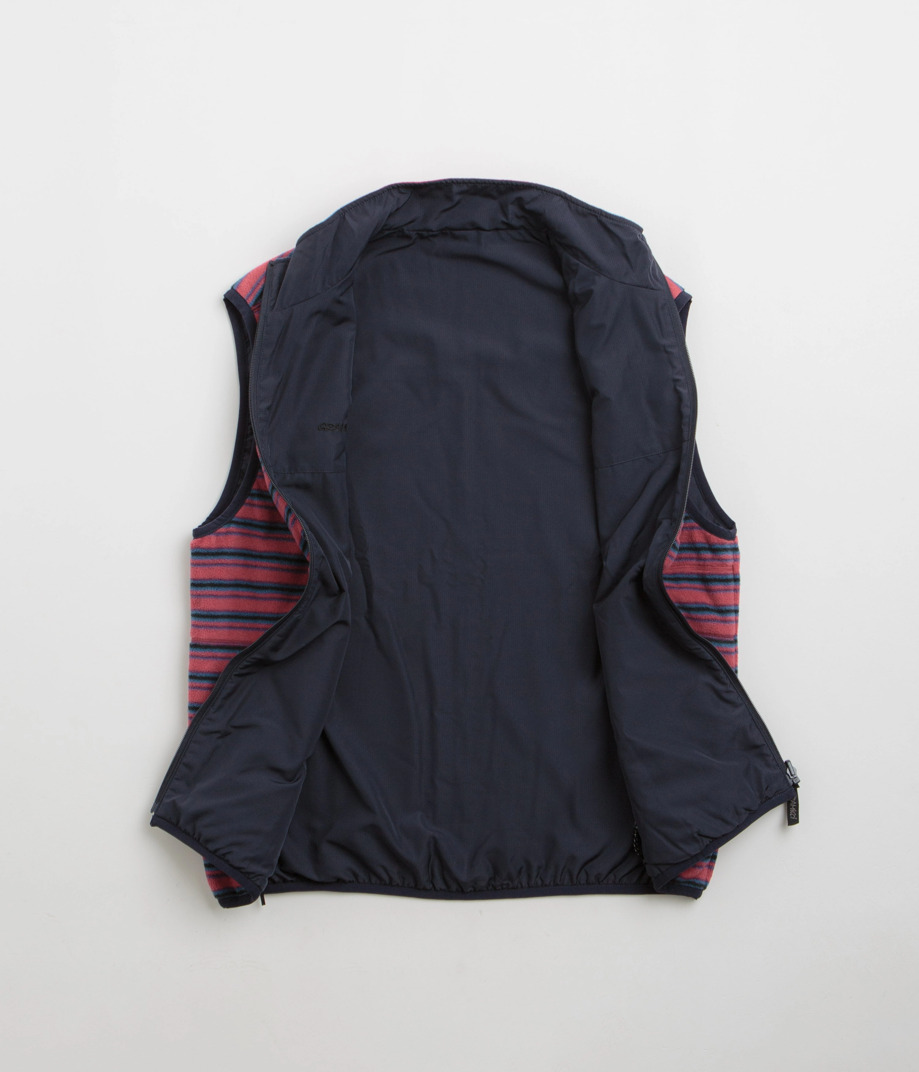 Network Gramicci Thermal Fleece Reversible Vest - Berry Stripe