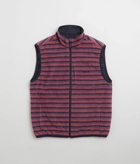 Gramicci Thermal Fleece Reversible Vest - Berry Stripe Double Layered Cuffs