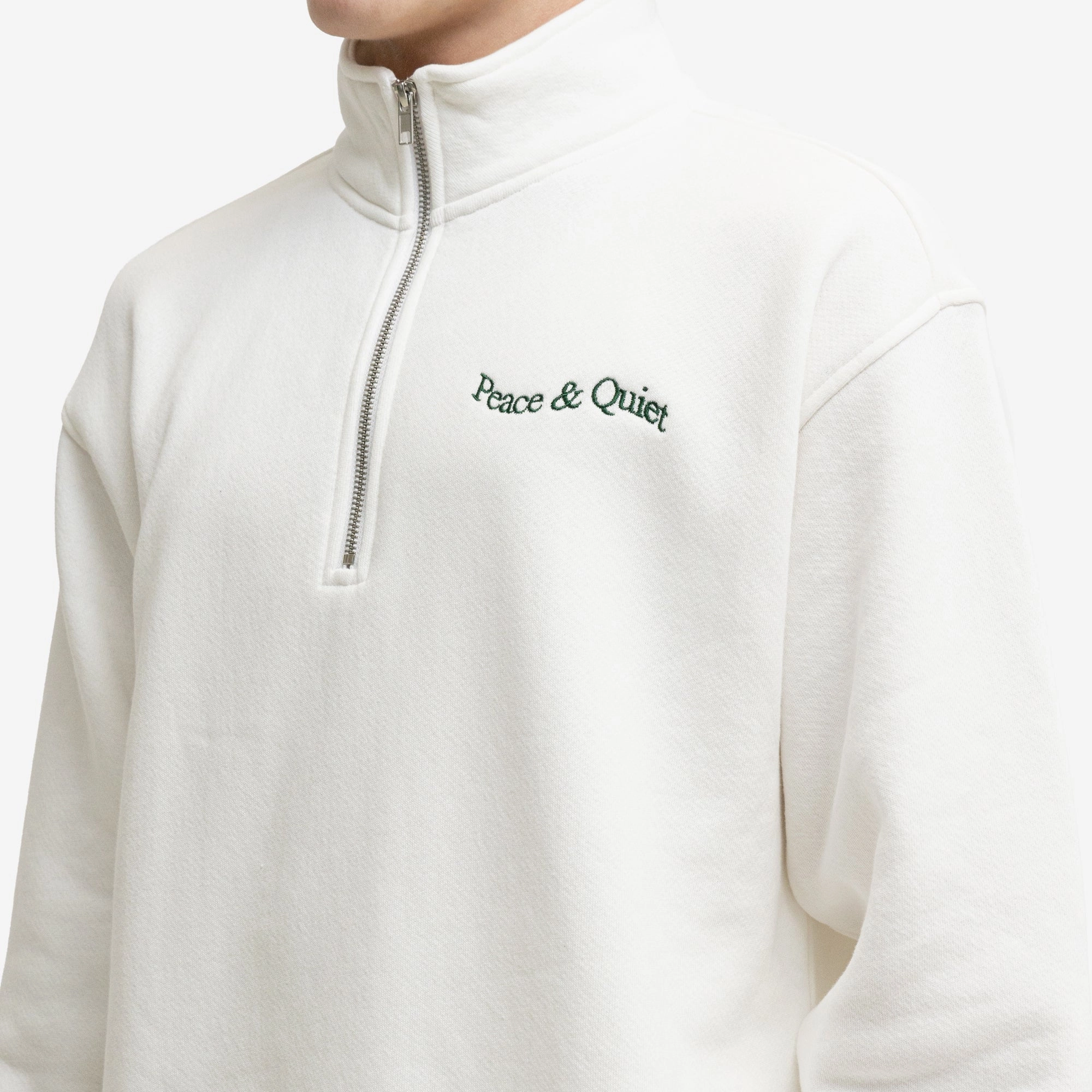 Museum Of Peace & Quiet Quarter Zip Up White Snug Fit