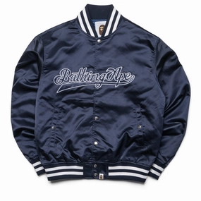 Grow Flexible Layering A Bathing Ape Baseball Varsity Jacket - Navy