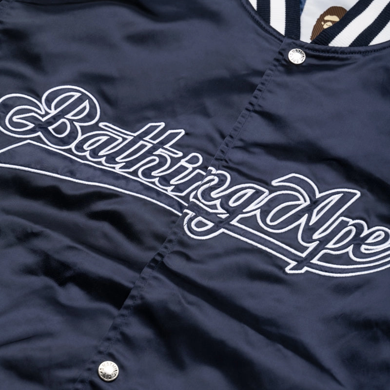 A Bathing Ape Baseball Varsity Jacket - Navy Sporty Look Cold Day Wear