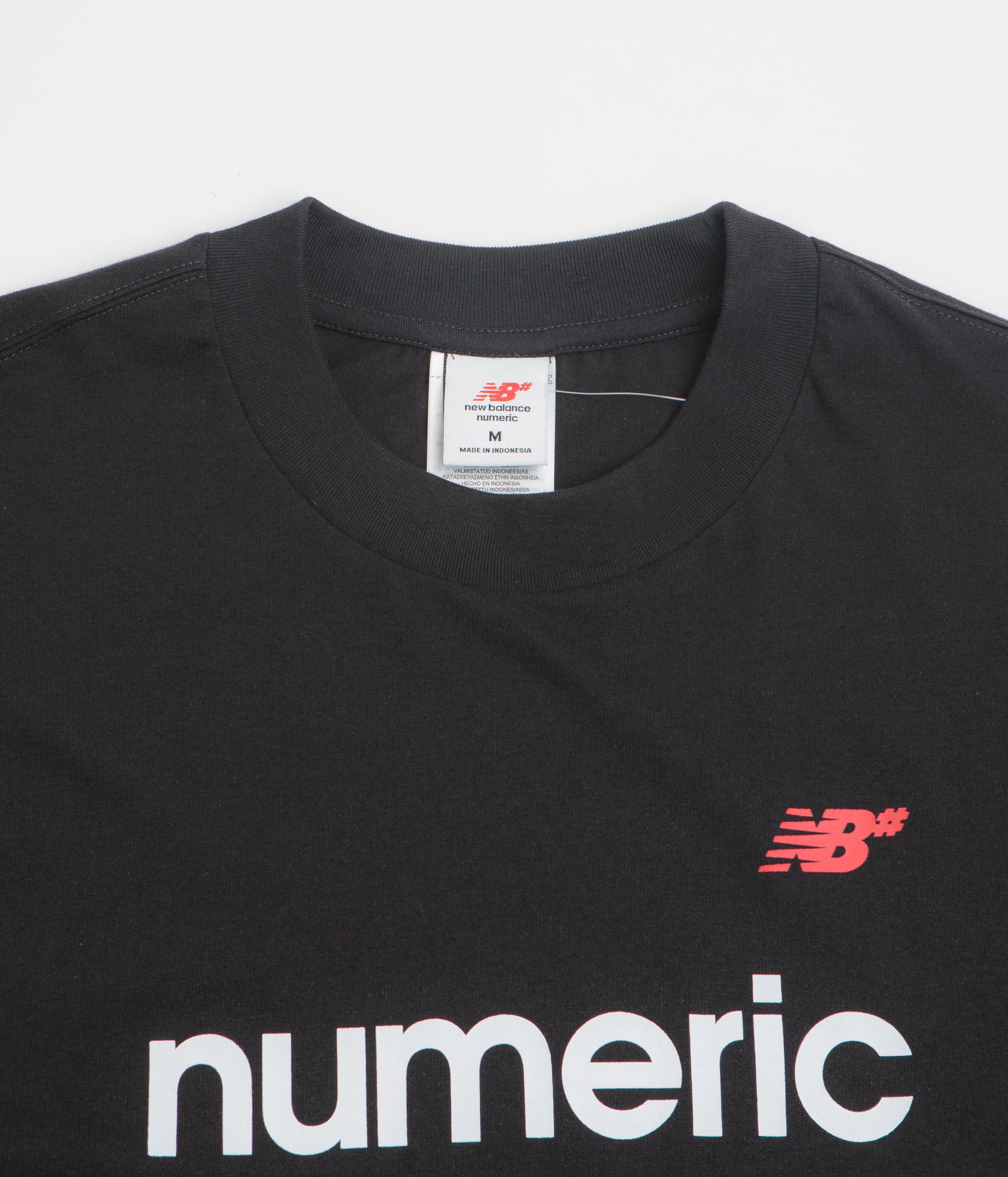Urban Style Anti Pilling Finish New Balance Numeric Linear Logo T-Shirt - Black