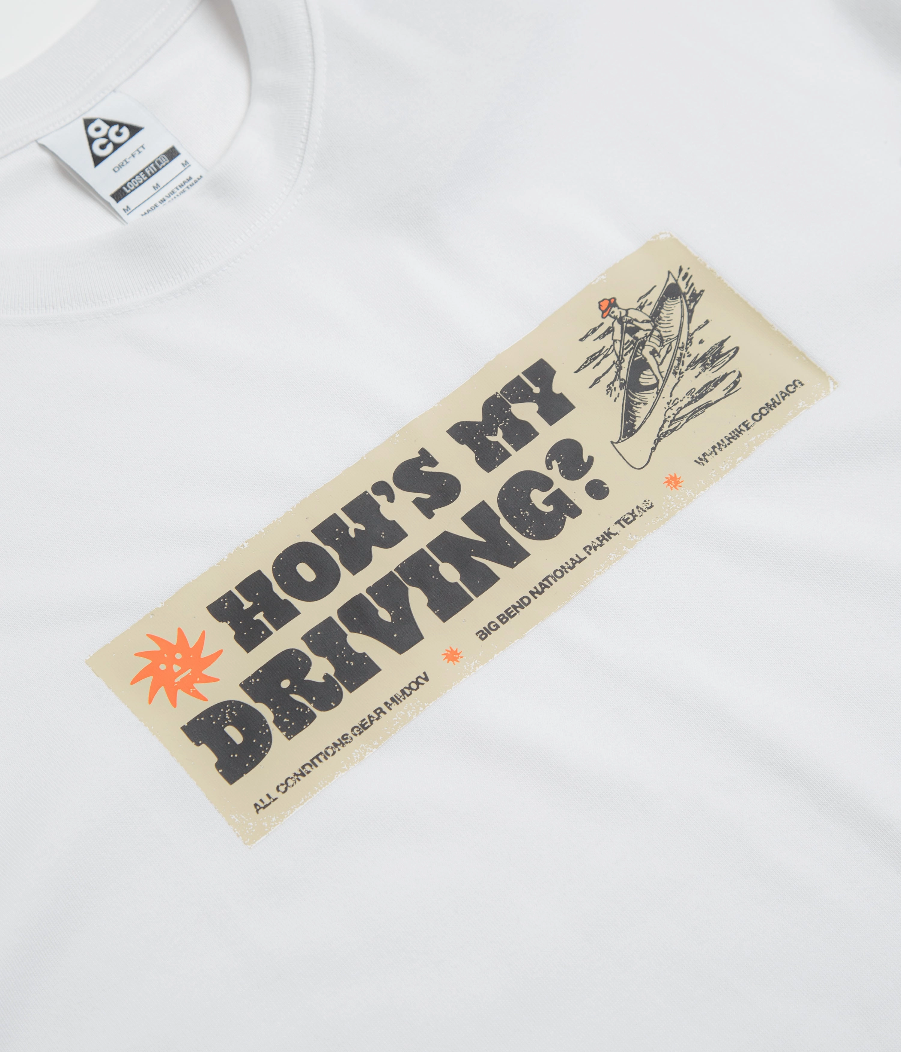 Trendy Accessories Brushed Cotton Blend Nike ACG Canoe Sticker T-Shirt - Summit White