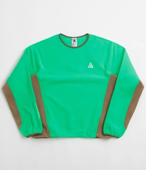 Nike ACG Wolf Tree Crewneck Sweatshirt  - Green Shock / Mosswood Brown / Summit White Stain-Resistant Classic Minimal