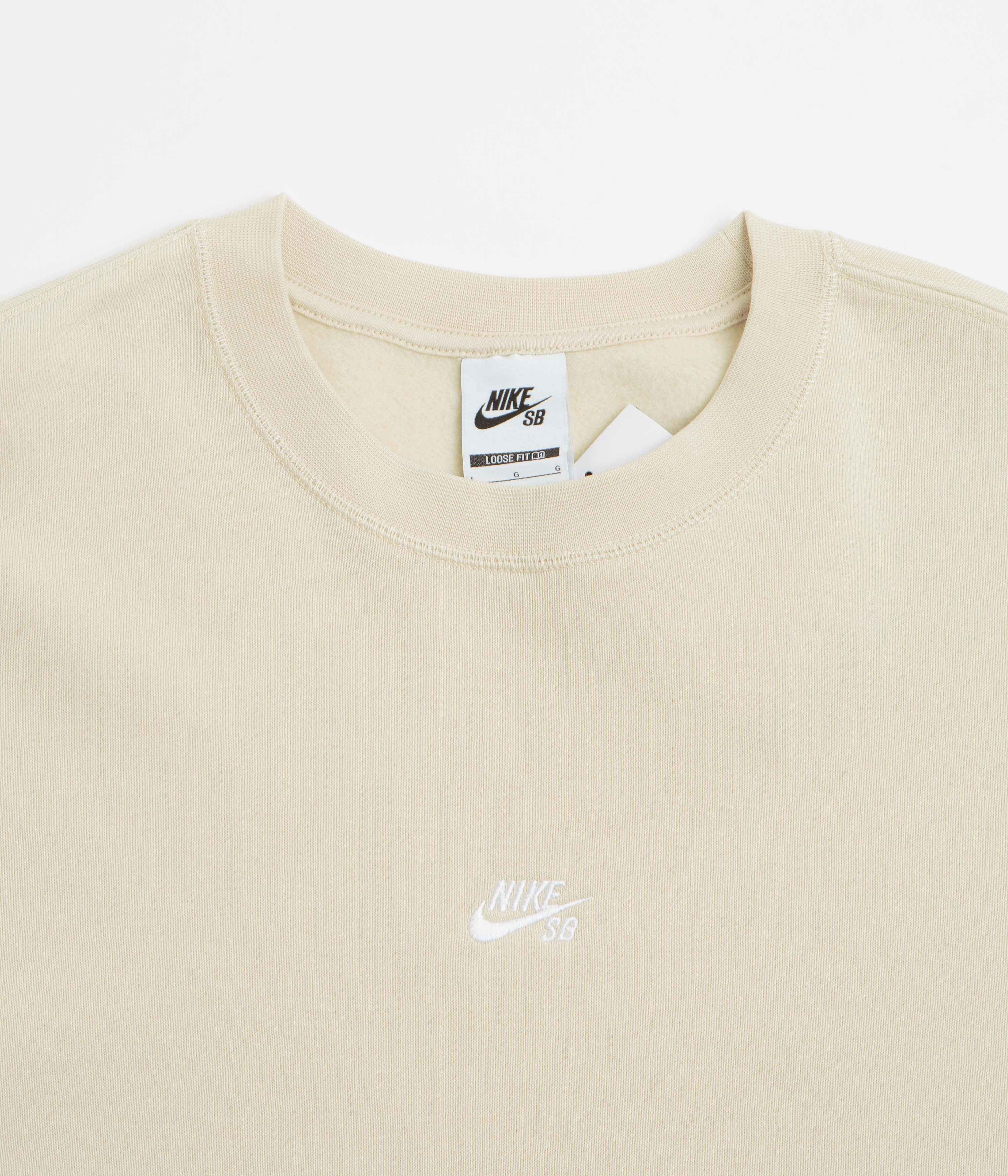 Nike SB Essential Logo Crewneck Sweatshirt - Light Khaki / White product brand loyalty Urban Cool