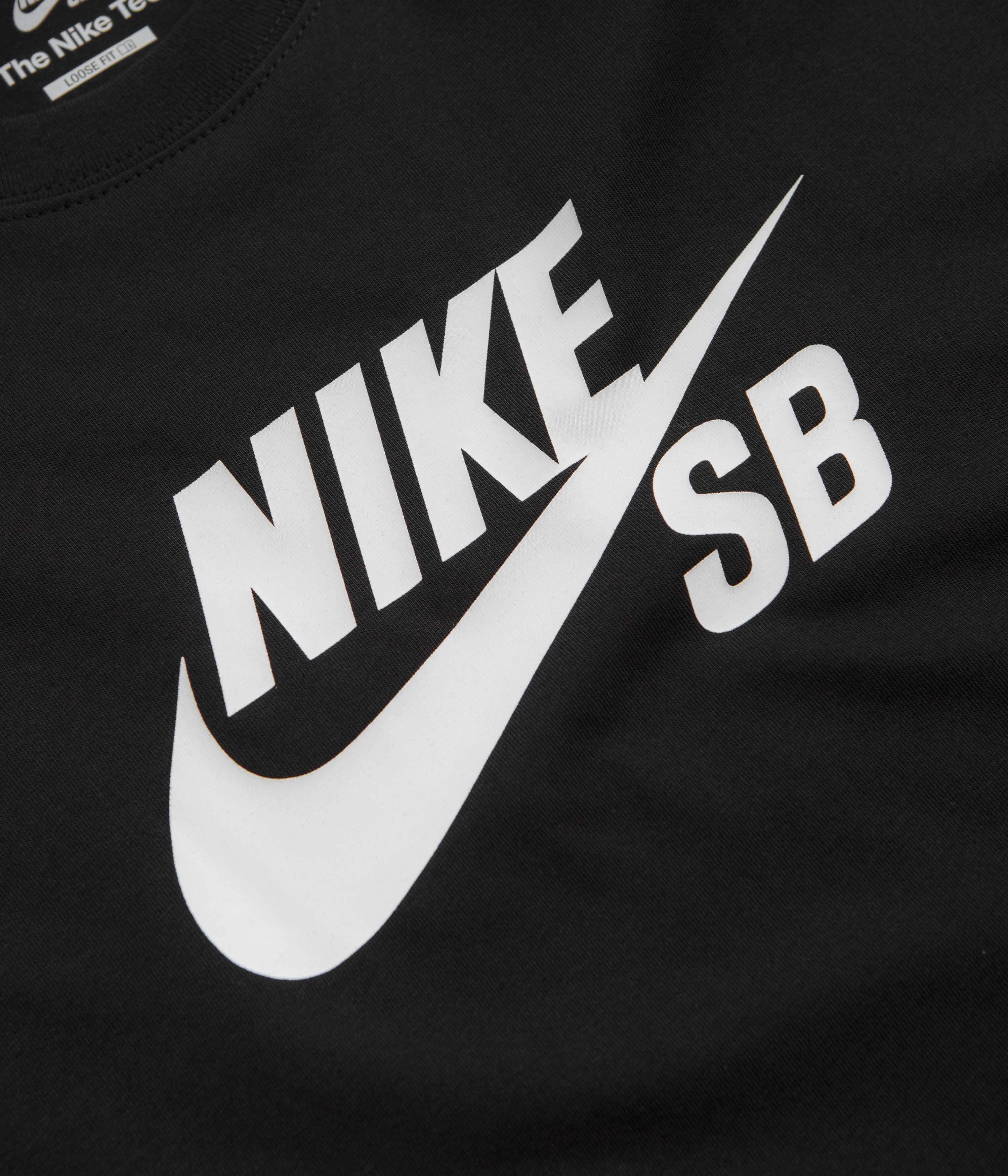 Nike SB Large Logo T-Shirt - Black / White Lightweight texture Vintage Look