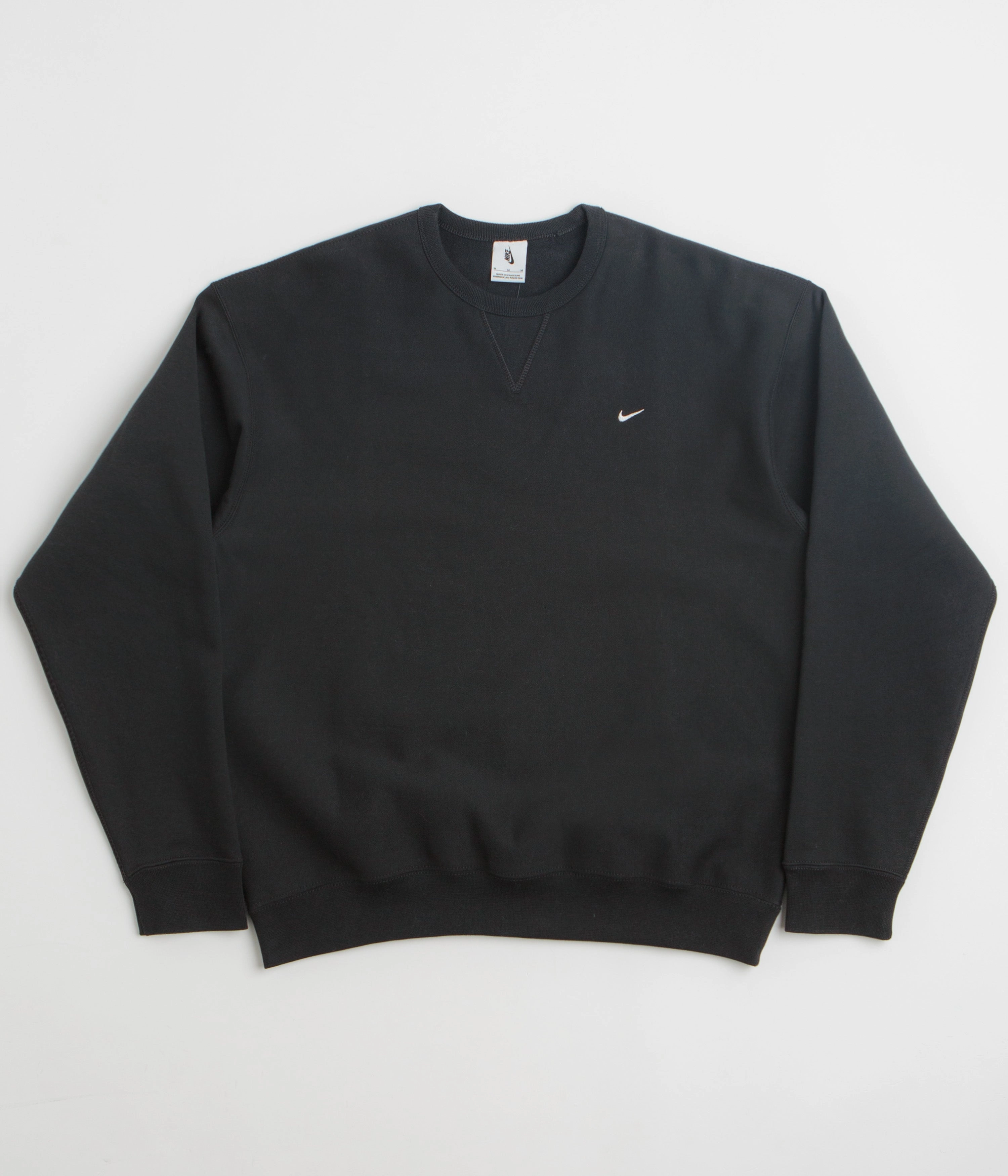 Cool Outfit Nike Solo Swoosh Crewneck Sweatshirt - Black / White / White