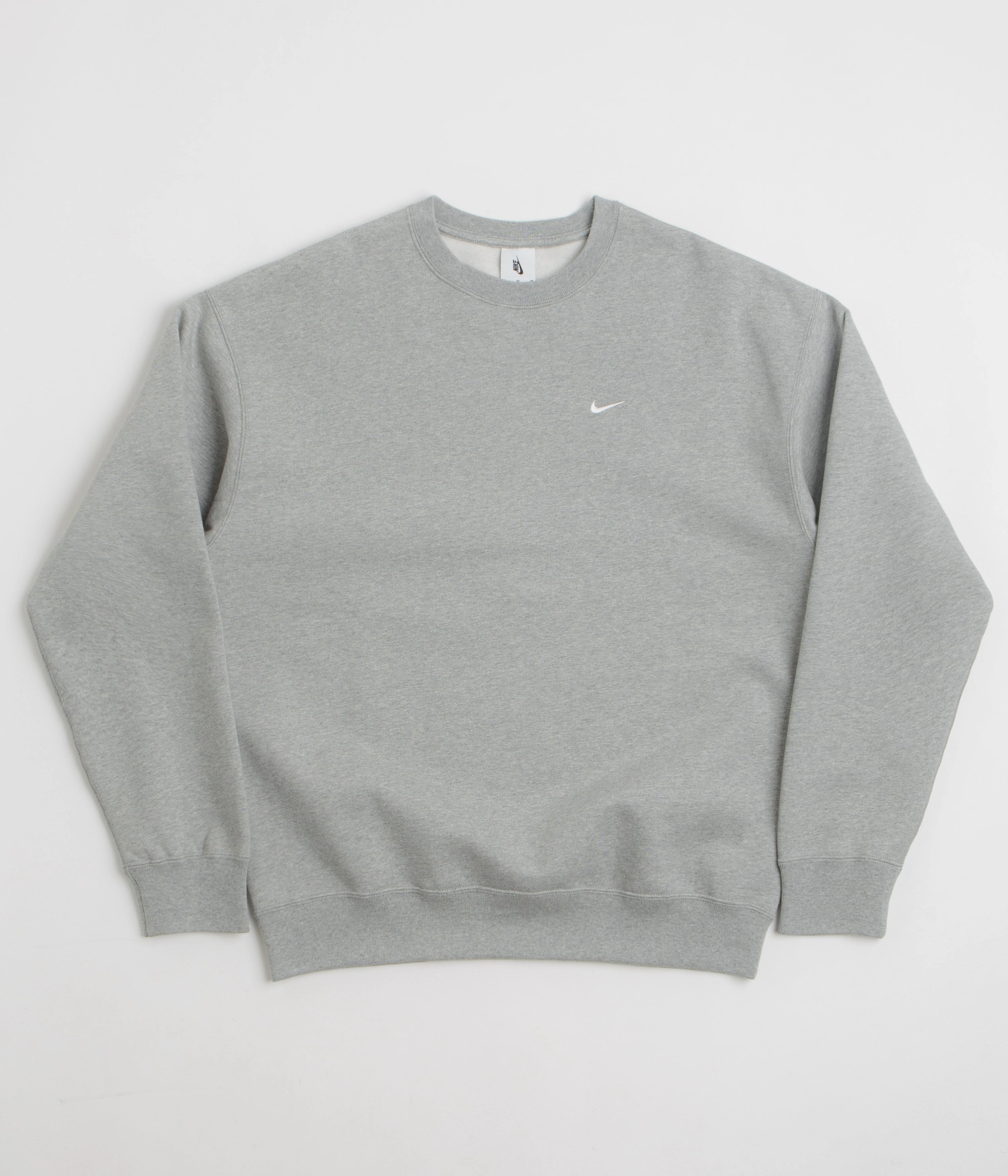 Warm Fashion Nike Solo Swoosh Crewneck Sweatshirt - Dark Grey Heather / White