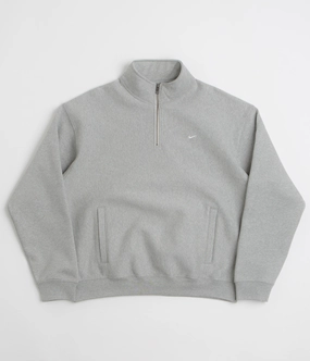 product mid range value Nike Solo Swoosh Quarter Zip Sweatshirt - Dark Grey Heather / White
