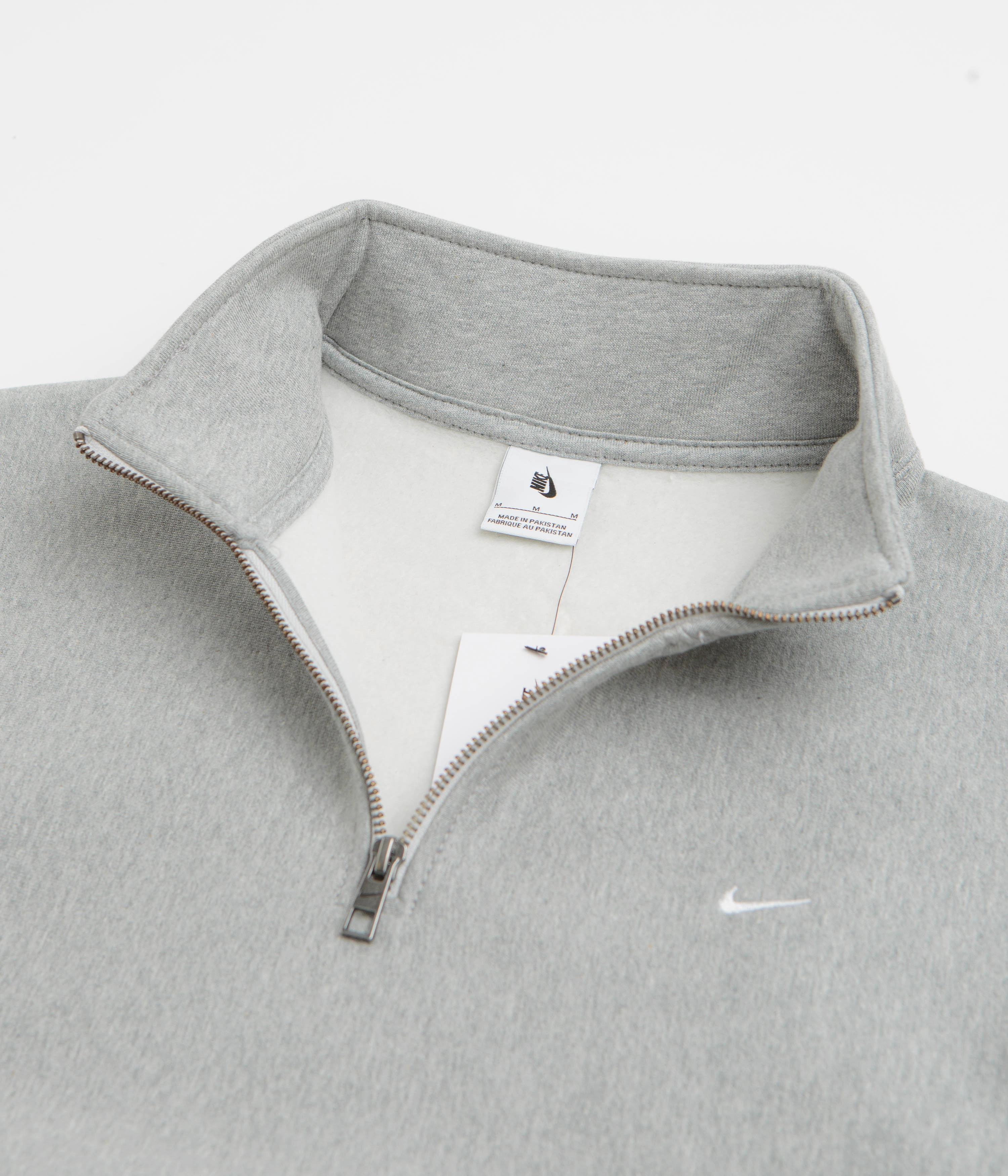 Nike Solo Swoosh Quarter Zip Sweatshirt - Dark Grey Heather / White Snug Wear