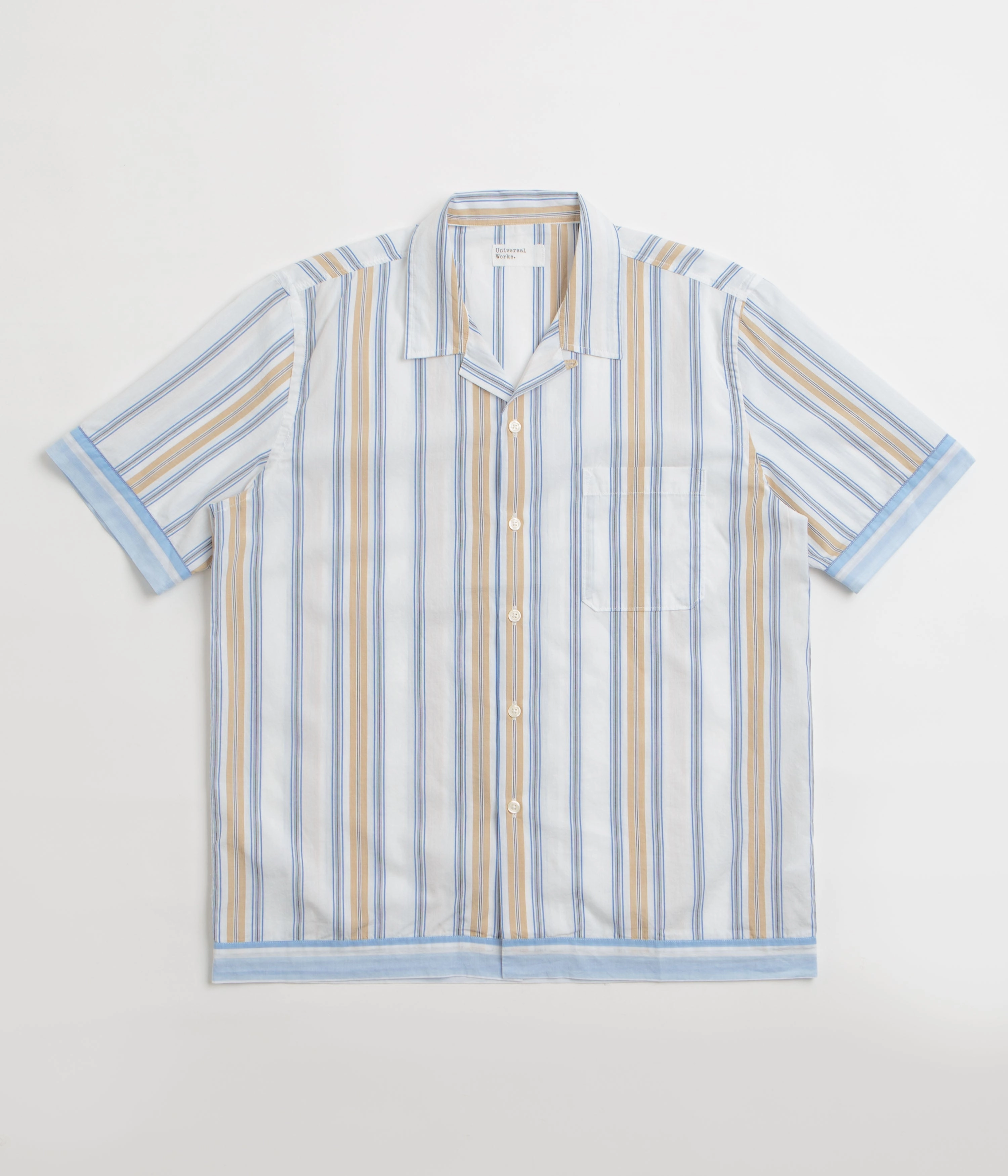 Universal Works Dean Road Shirt - Blue / Sand Breathable Comfort Moisture Wicking Layer