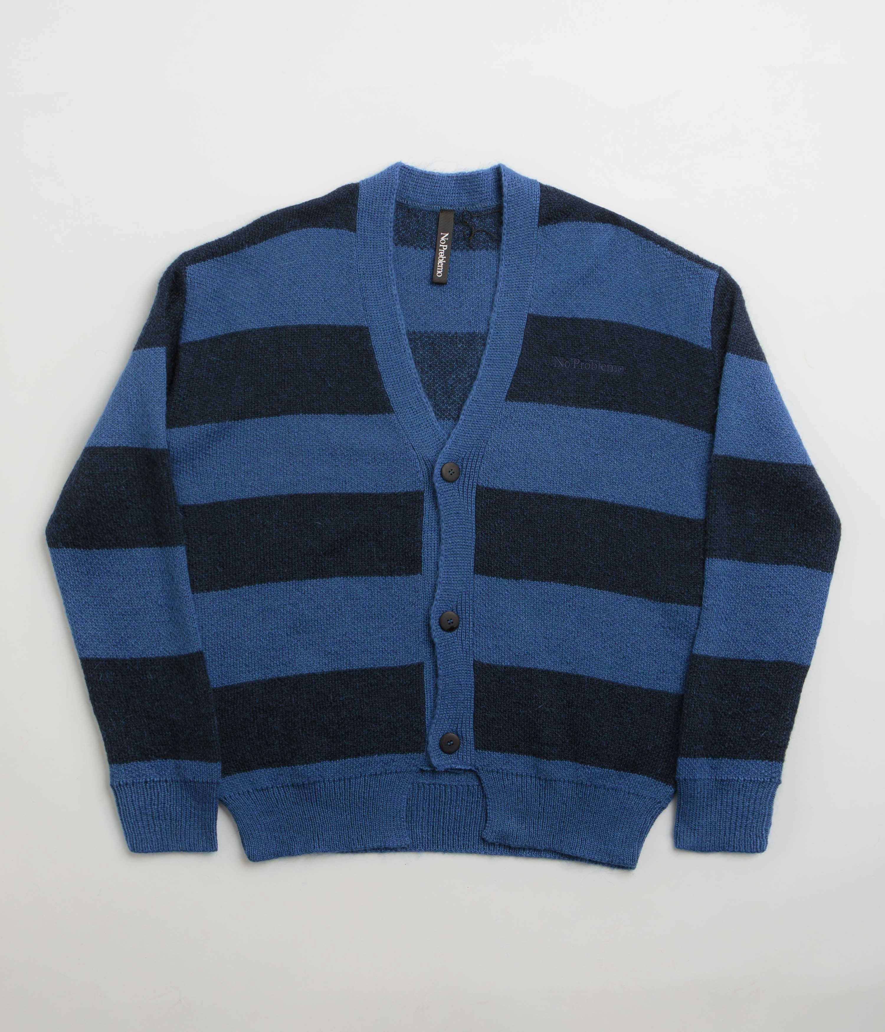 product ethical sourcing No Problemo Striped Mohair Oversized Cardigan - Blue Multi
