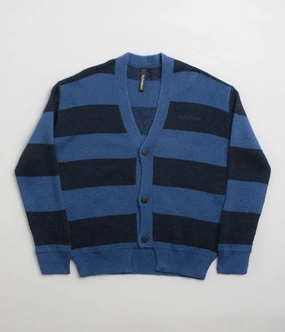 product ethical sourcing No Problemo Striped Mohair Oversized Cardigan - Blue Multi