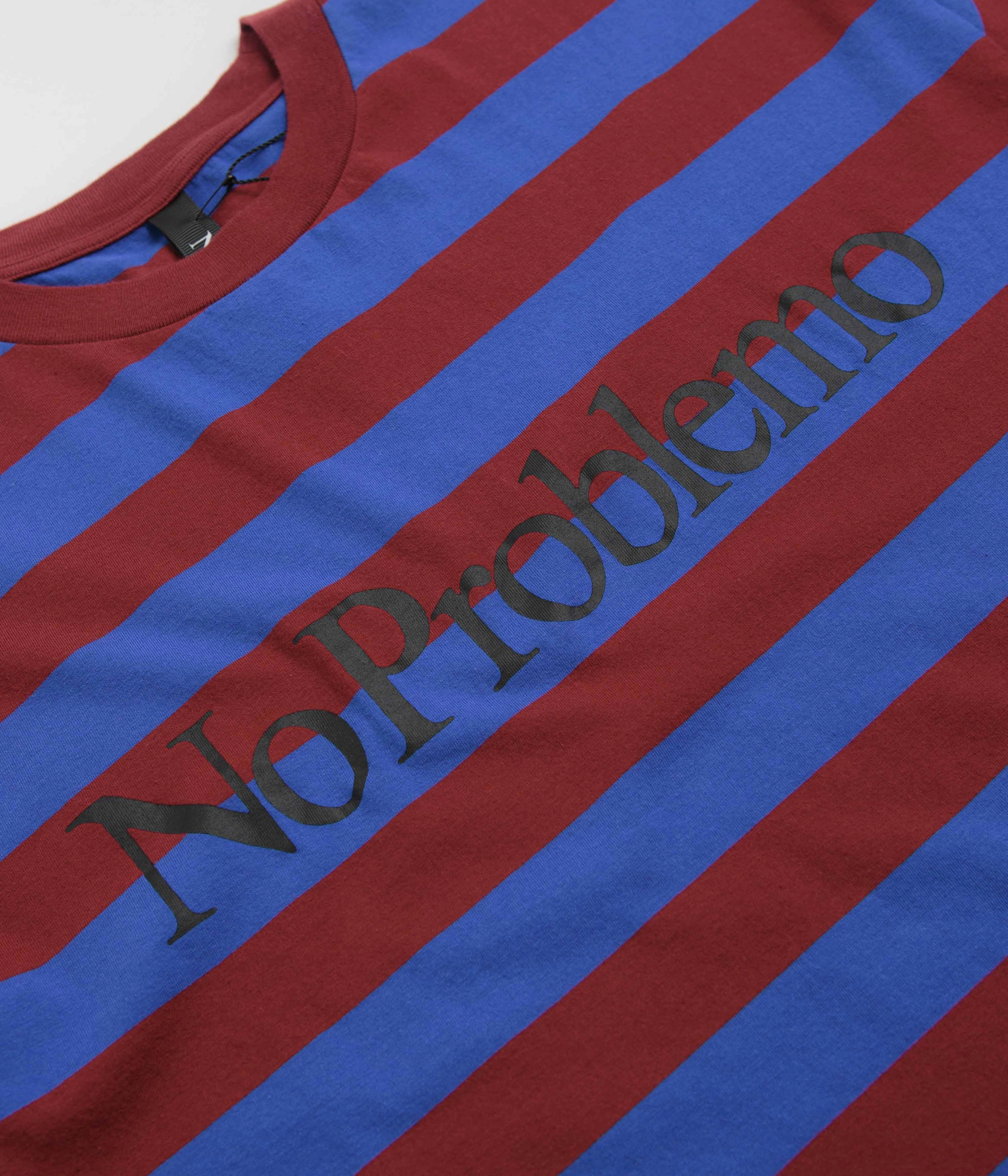 No Problemo Striped T-Shirt - Burgundy Multi Moisture Management Ribbing
