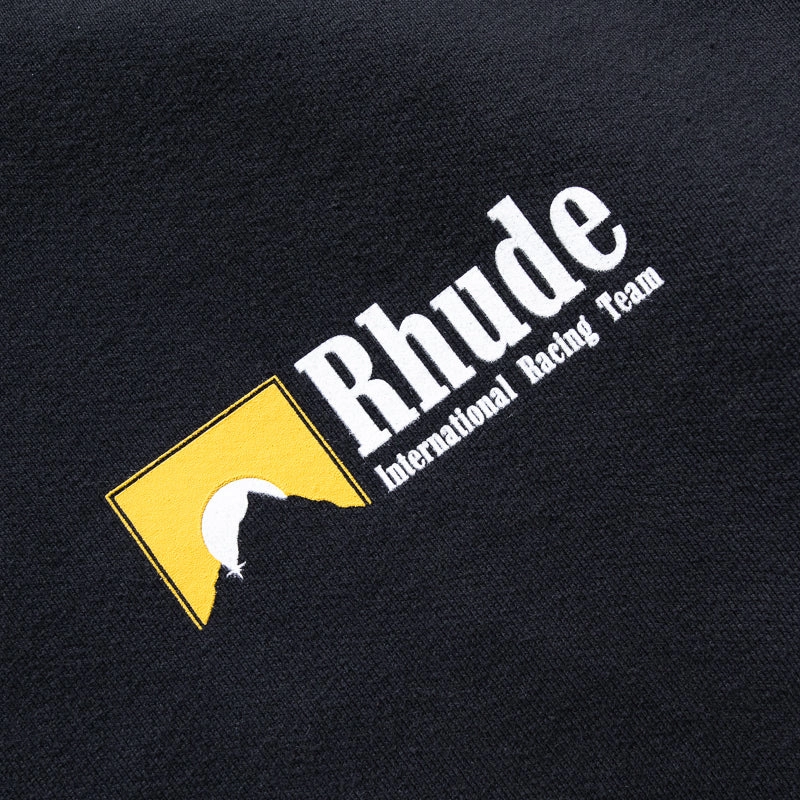 Fourth of July wear Chiffon details Rhude International Racing Logo Hoodie - Vintage Black