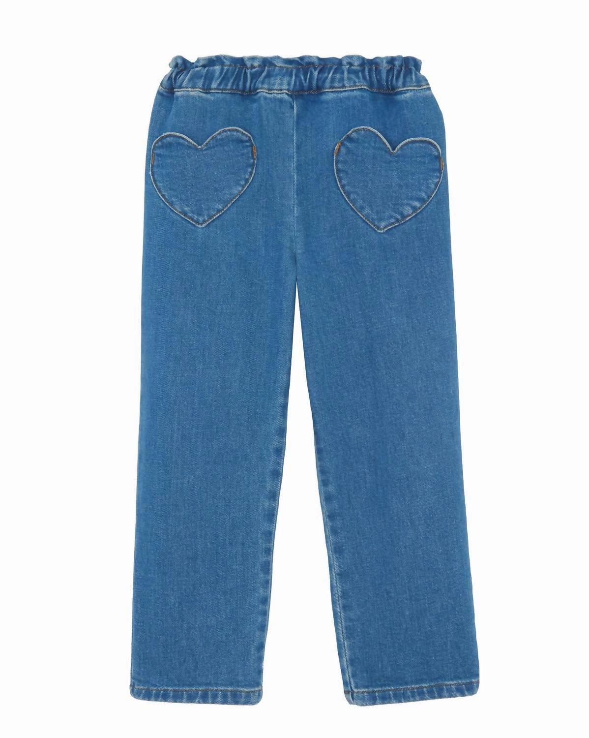 Move Friendly Girl's Duck Pure Cotton Denim Trousers In Blue