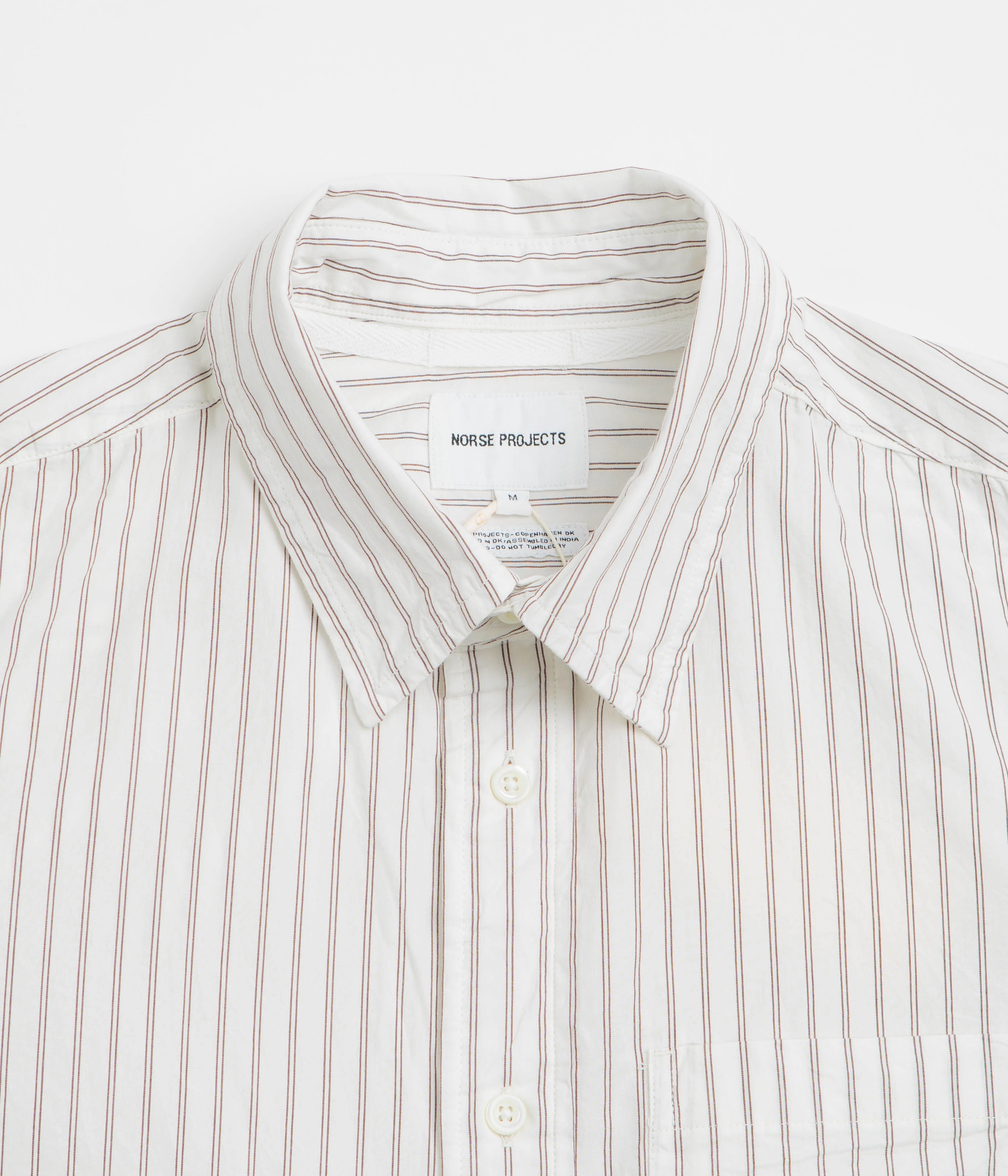 Handcrafted Detail Norse Projects Algot Poplin Stripe Shirt - Ecru Stripe