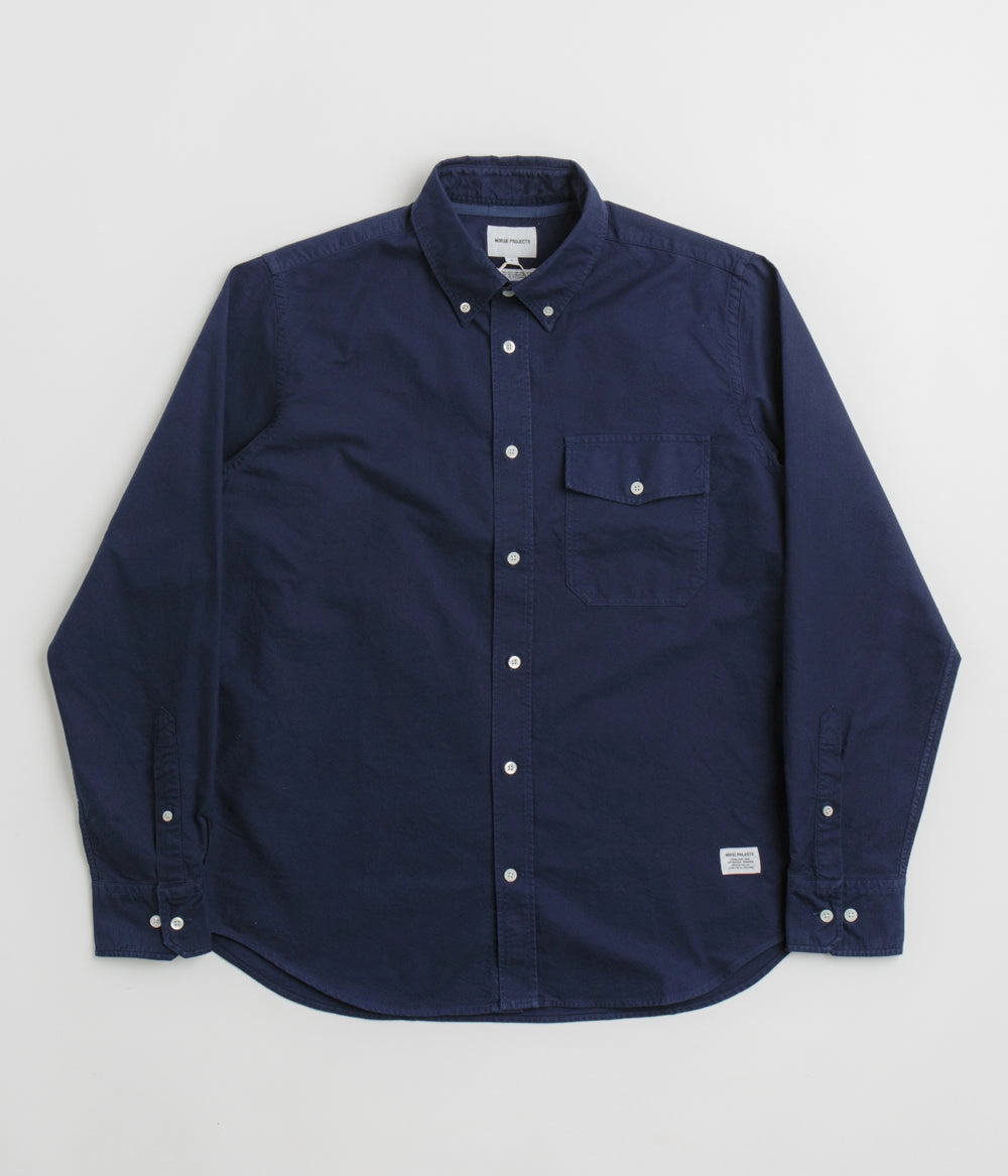 Norse Projects Algot Relaxed Overdyed Oxford Shirt - Workwear Blue Tailored Fit