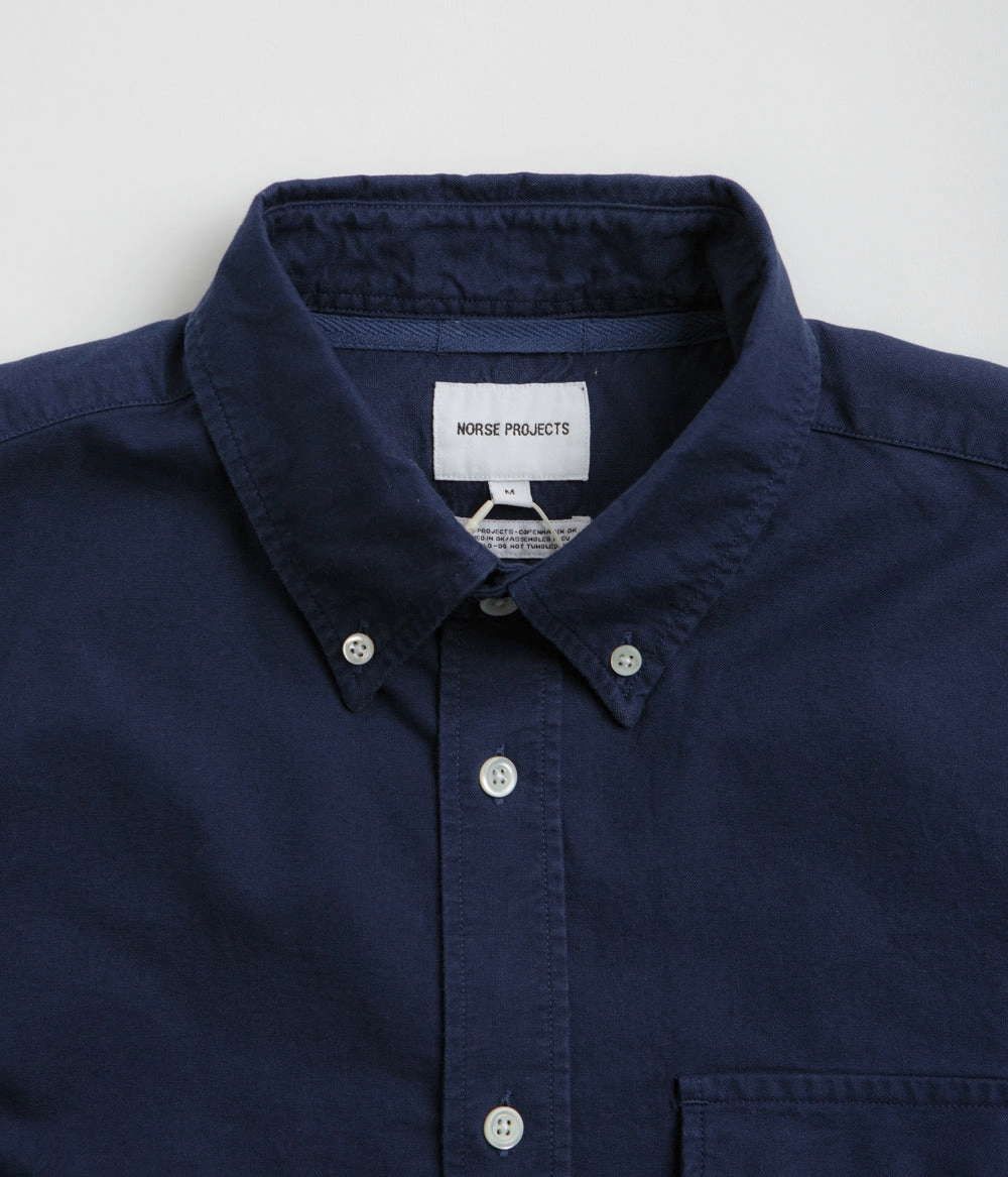 Smart Casual Wear Breathable Underarm Vents Norse Projects Algot Relaxed Overdyed Oxford Shirt - Workwear Blue