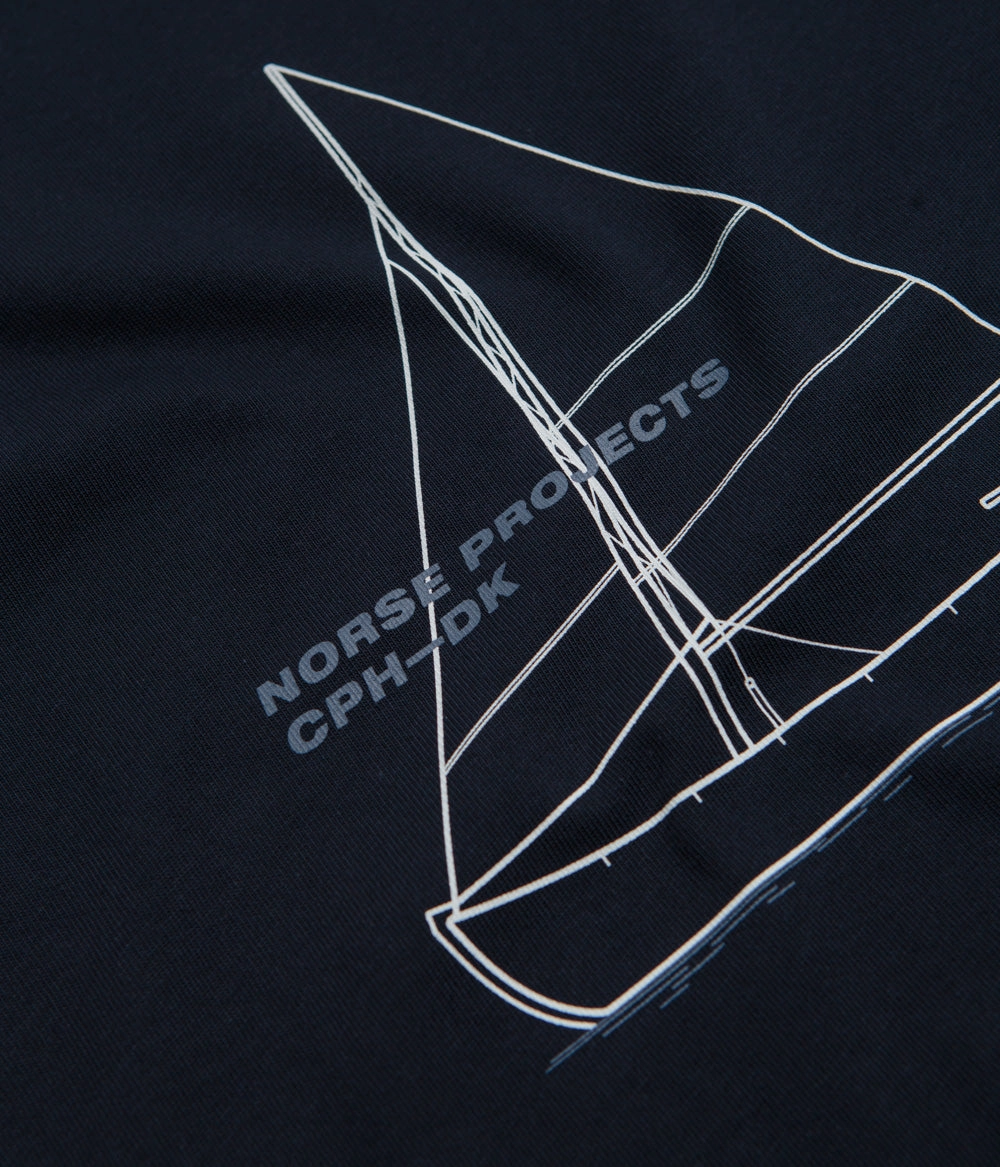 regular length squash event Norse Projects Holger Organic Boat Print T-Shirt - Dark Navy