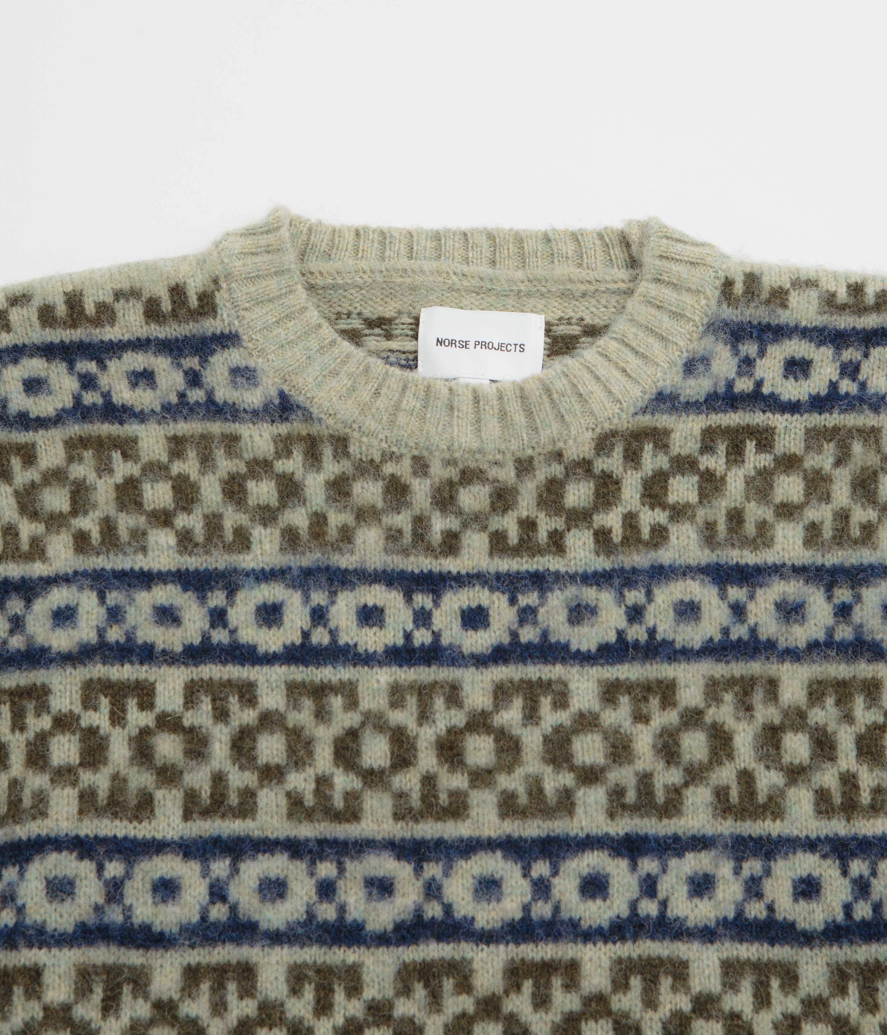 Norse Projects Jonas Scottish Lambswool Fair Isle Sweatshirt - Elm Timeless Bold good for rainy days